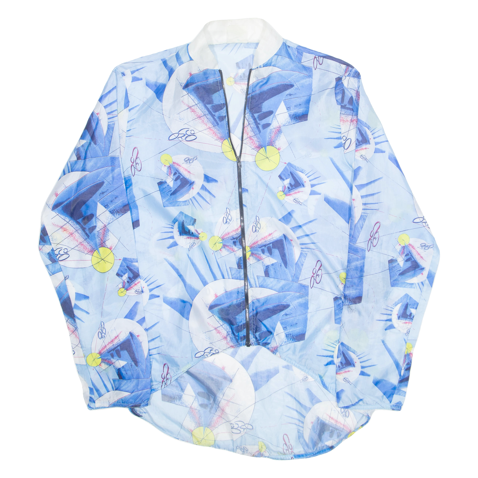 Full Zip Womens Printed Top Blue High Neck Long Sleeve Crazy Pattern XL Refurbished - N/A refurbished available on Cerqular