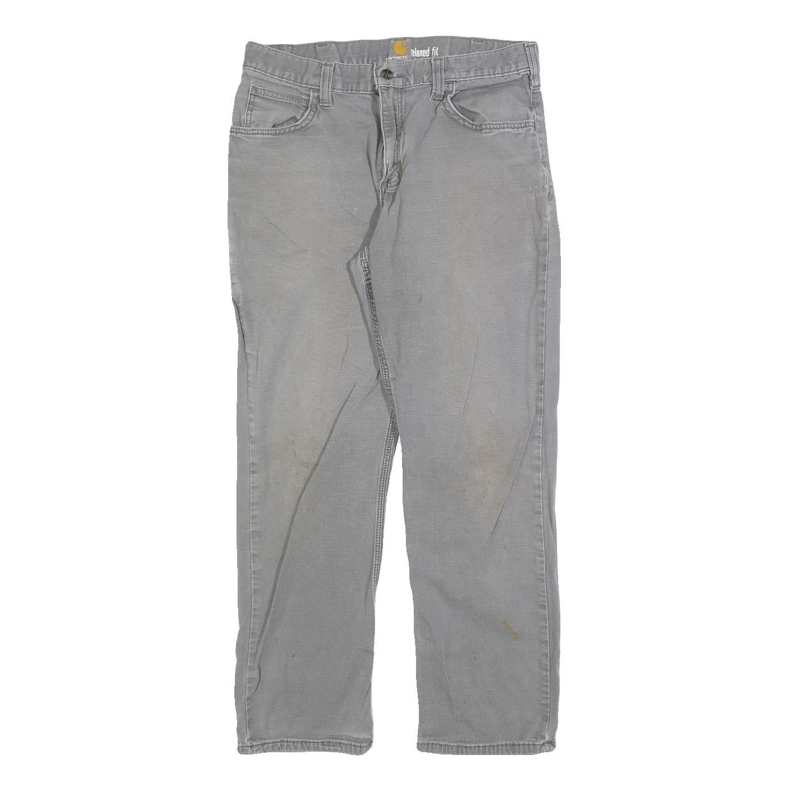 CARHARTT Mens Cotton Grey Relaxed Fit Straight Leg Trousers W32 L30 Workwear Zip Refurbished - N/A refurbished available on Cerqular