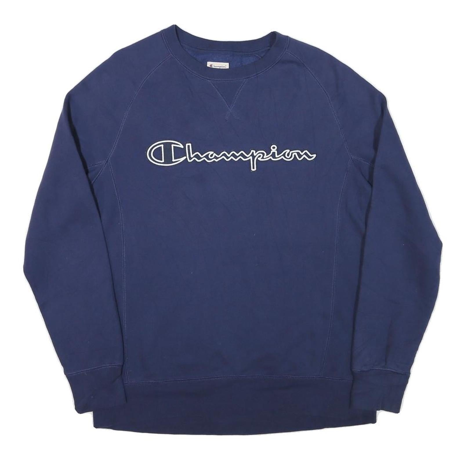 CHAMPION Mens Blue Cotton Blend Crew Neck Sweatshirt M Embroidered Logo Refurbished - N/A refurbished available on Cerqular