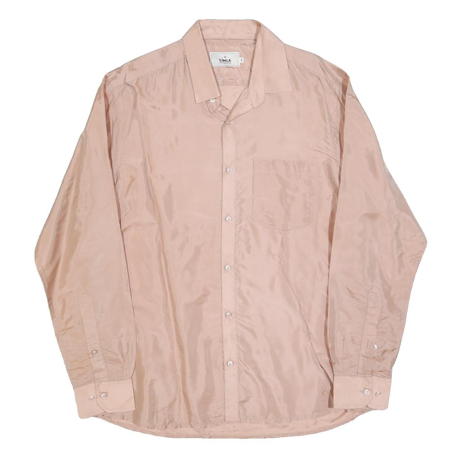 SMILA Mens Pink Shirt L Plain Button Long Sleeve Casual Elegant Refurbished - N/A refurbished available on Cerqular