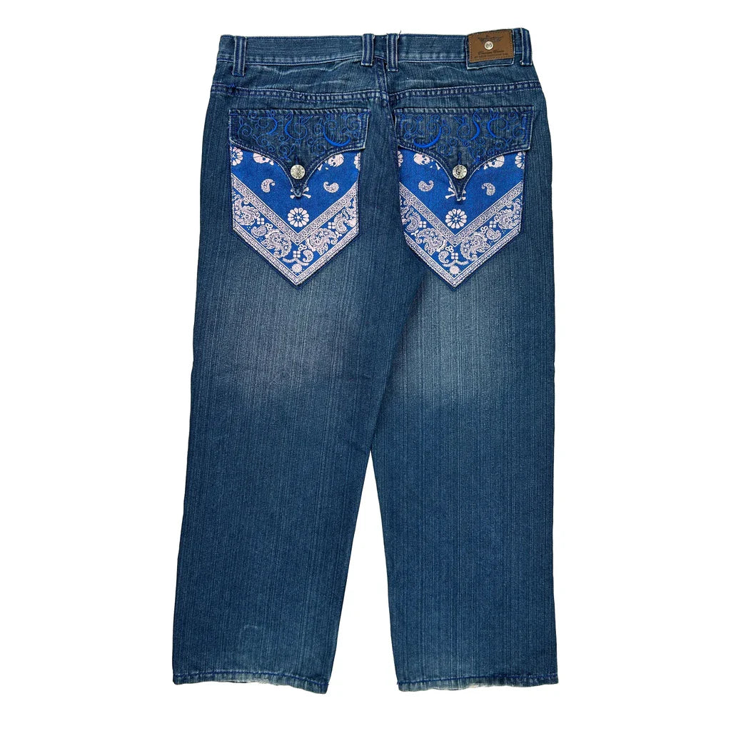 Makaveli Jeans - 37W 32L Blue Cotton Refurbished - Thrifted (note: this is a term often used to describe second- refurbished available on Cerqular