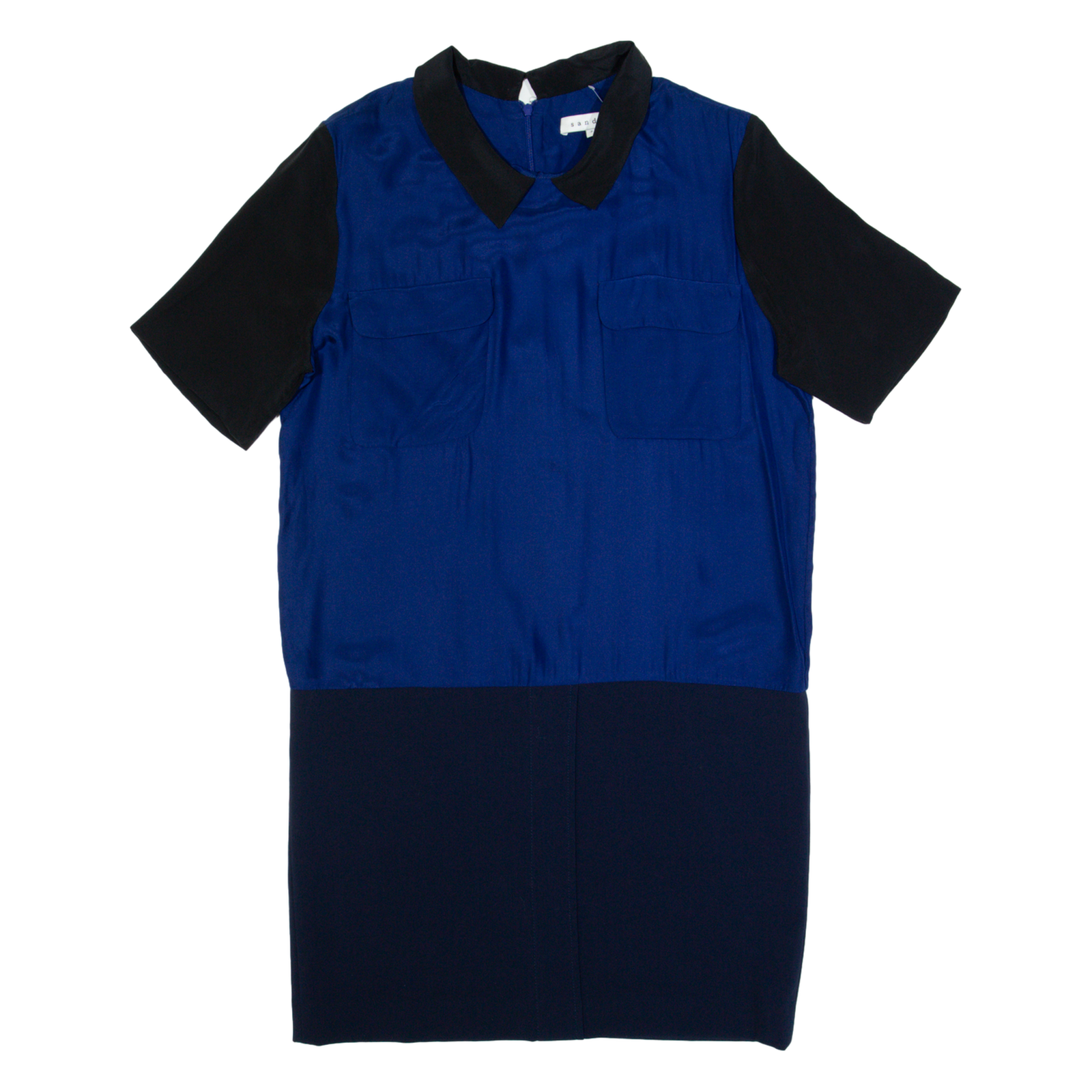 SANDRO Womens Day Dress Blue Silk Short Sleeve Knee Length M Refurbished - N/A refurbished available on Cerqular