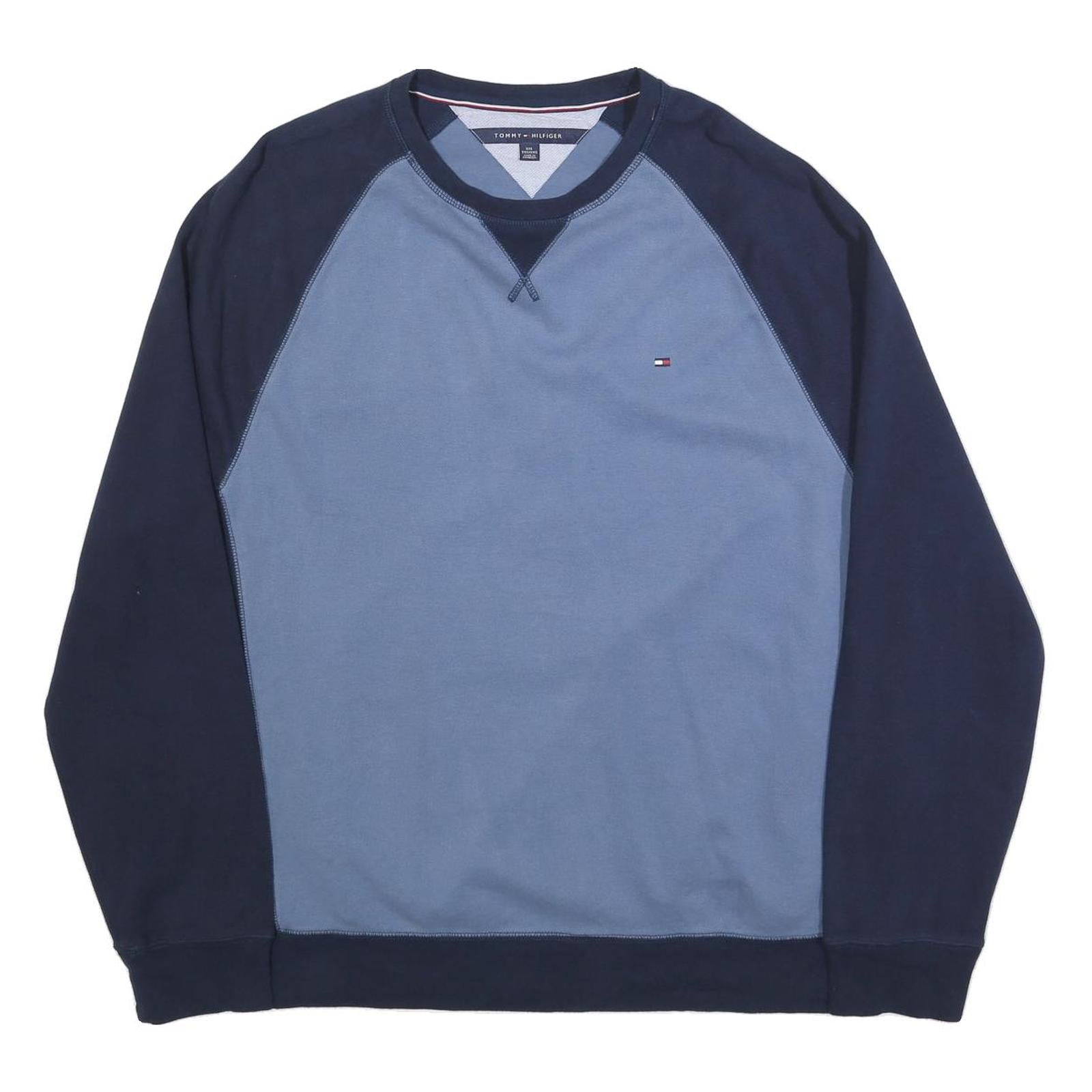 TOMMY HILFIGER Mens Blue & Navy Crew Neck 2XL Cotton Blend Sweatshirt Casual Refurbished - N/A refurbished available on Cerqular