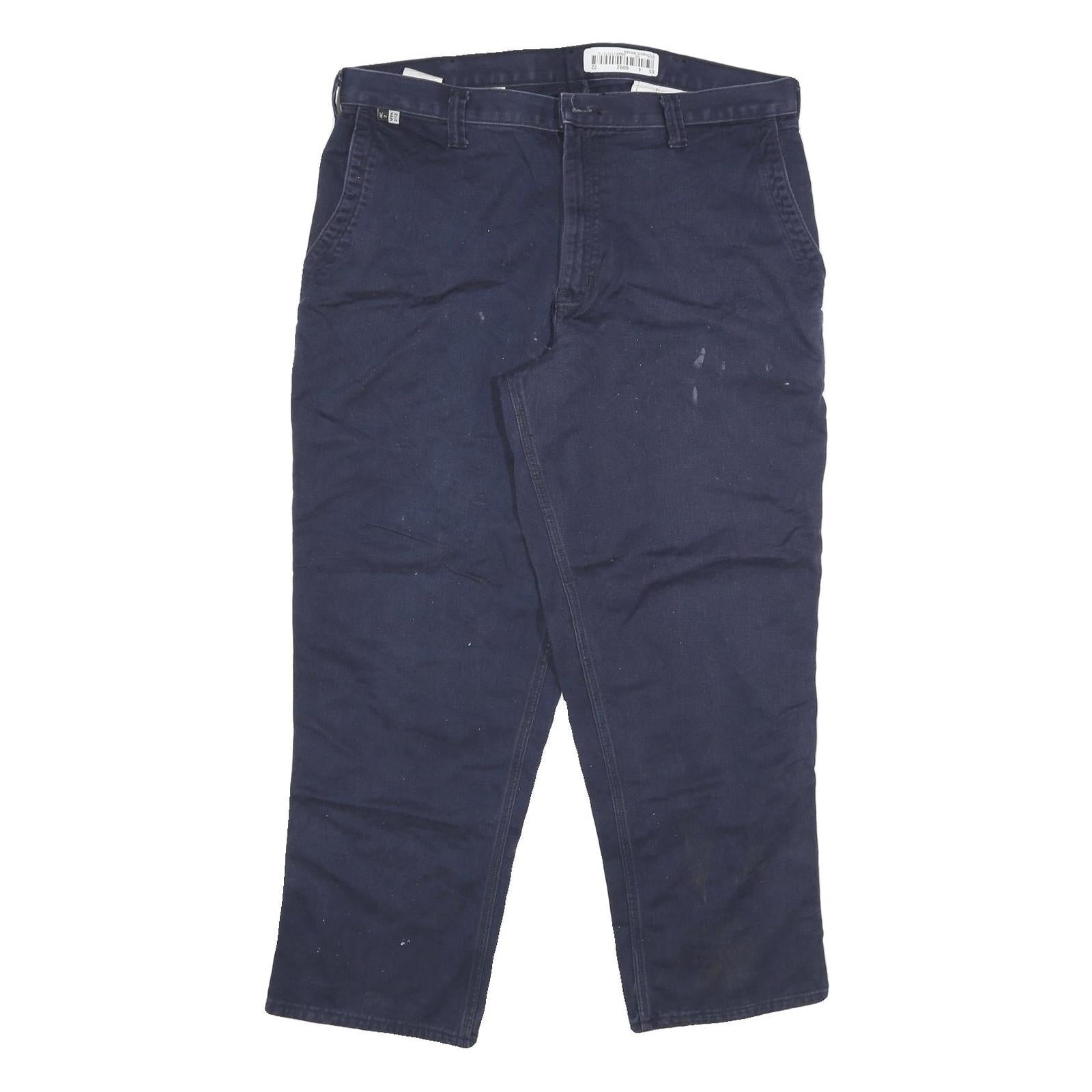CARHARTT Mens Cotton Blend Navy Relaxed Straight Trousers W38 L30 Workwear Refurbished - N/A refurbished available on Cerqular