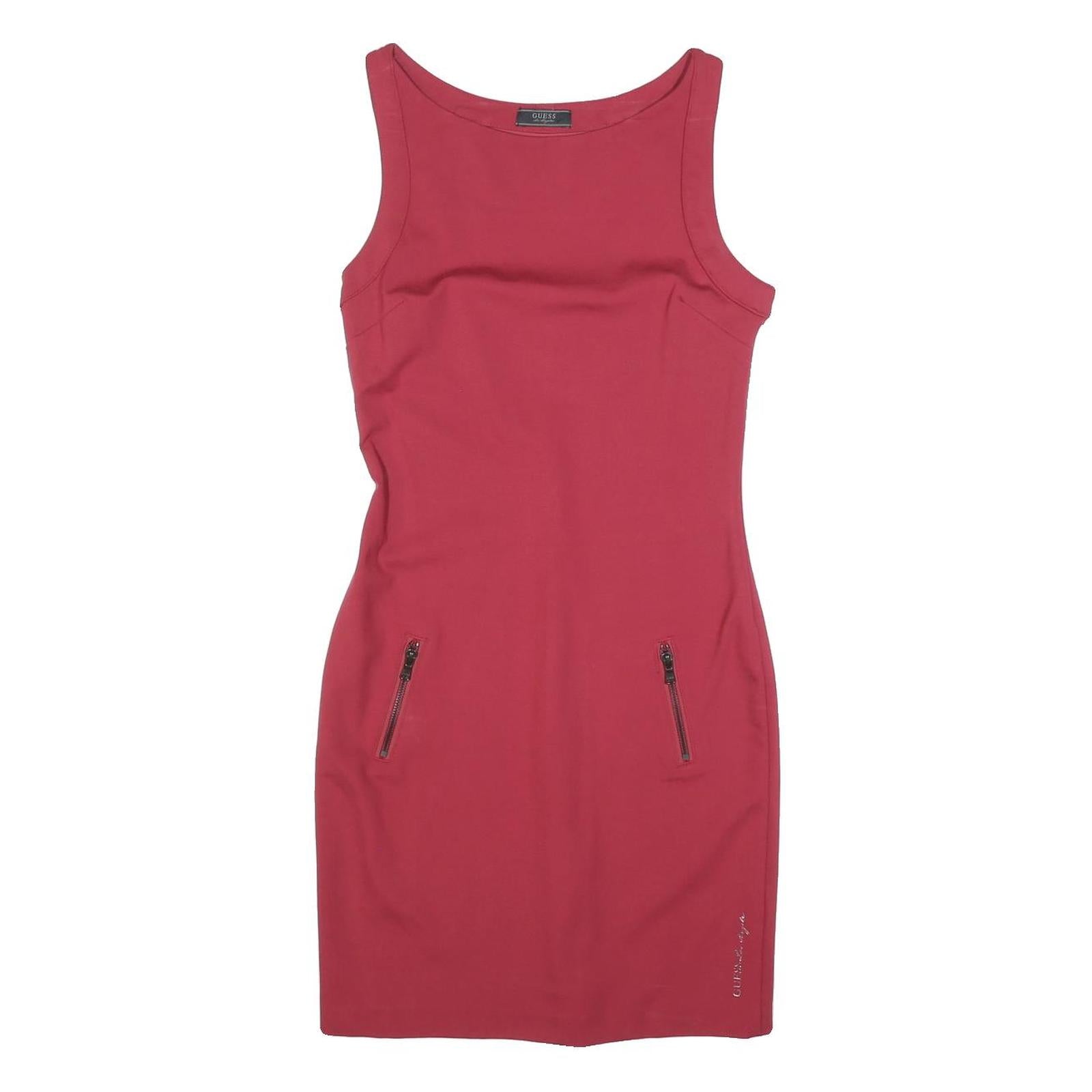 GUESS Womens Red Cotton Blend Bodycon Dress Sleeveless Short Size S Zipper Refurbished - N/A refurbished available on Cerqular