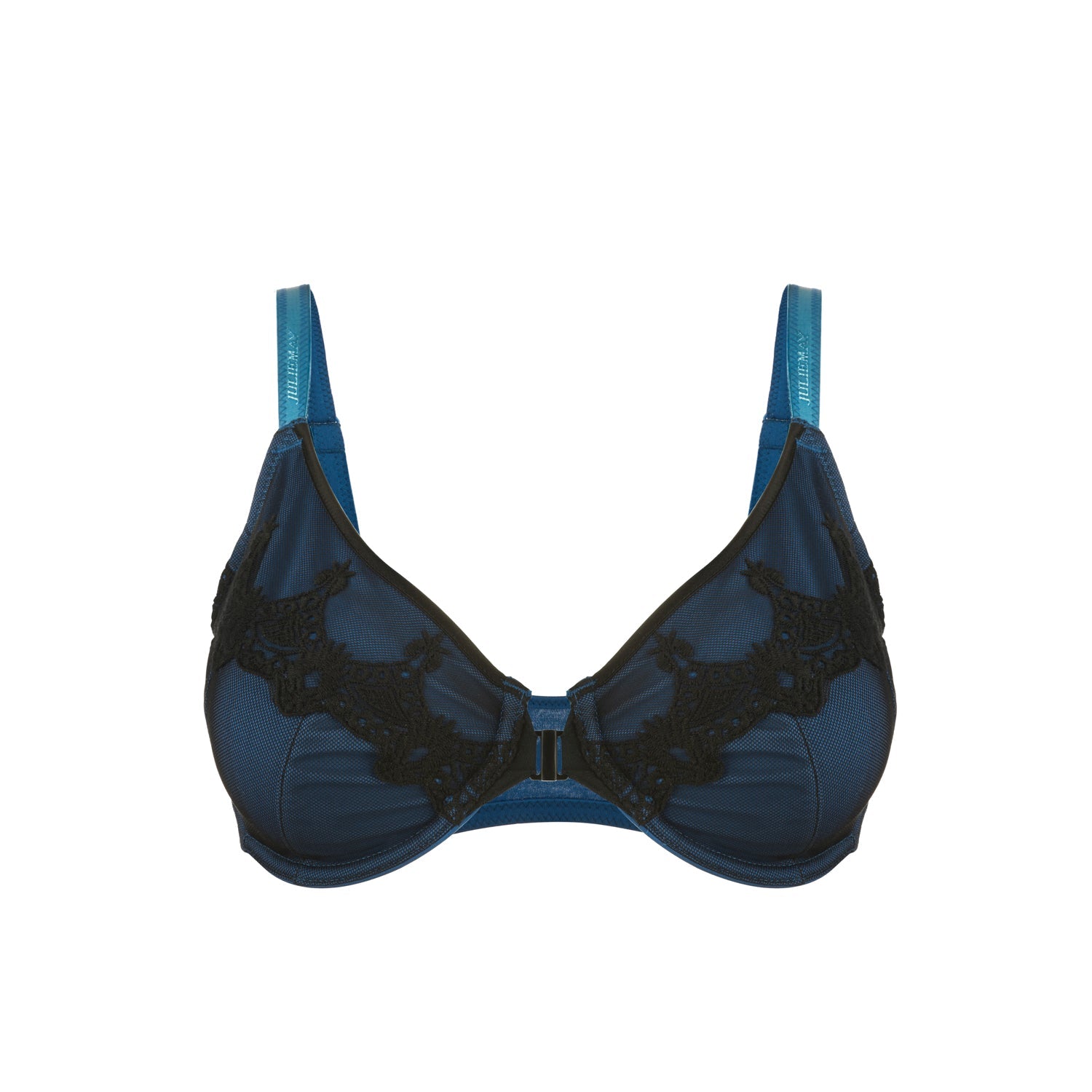 Elysia - Navy Blue Silk & Organic Cotton Front Closure Full Cup Underwired Bra | Size: 36G Refurbished - Julie May Lingerie refurbished available on Cerqular