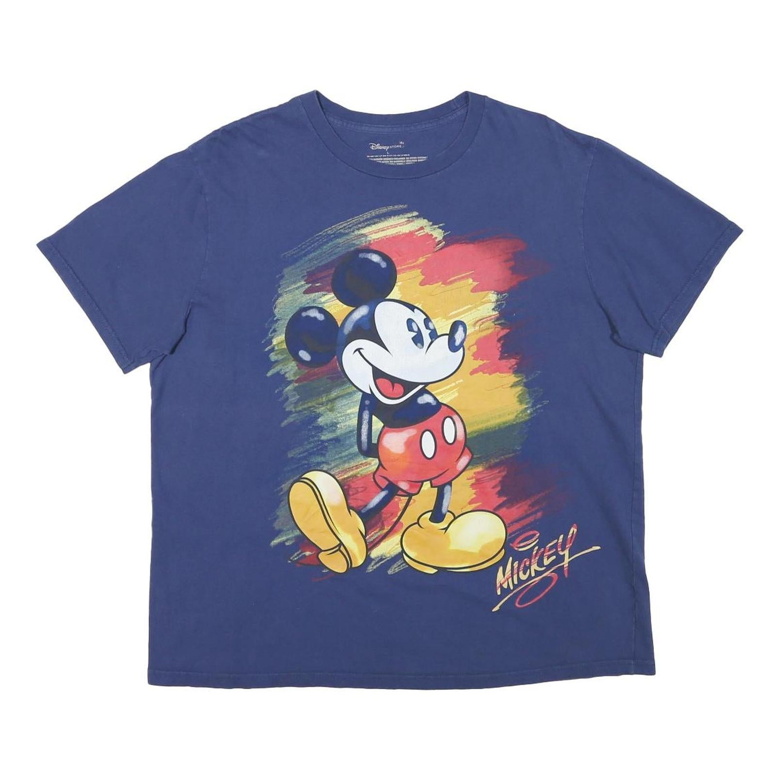 DISNEY Mens Blue Mickey Graphic T-Shirt L Short Sleeve Crew Neck Cotton Blend Refurbished - N/A refurbished available on Cerqular