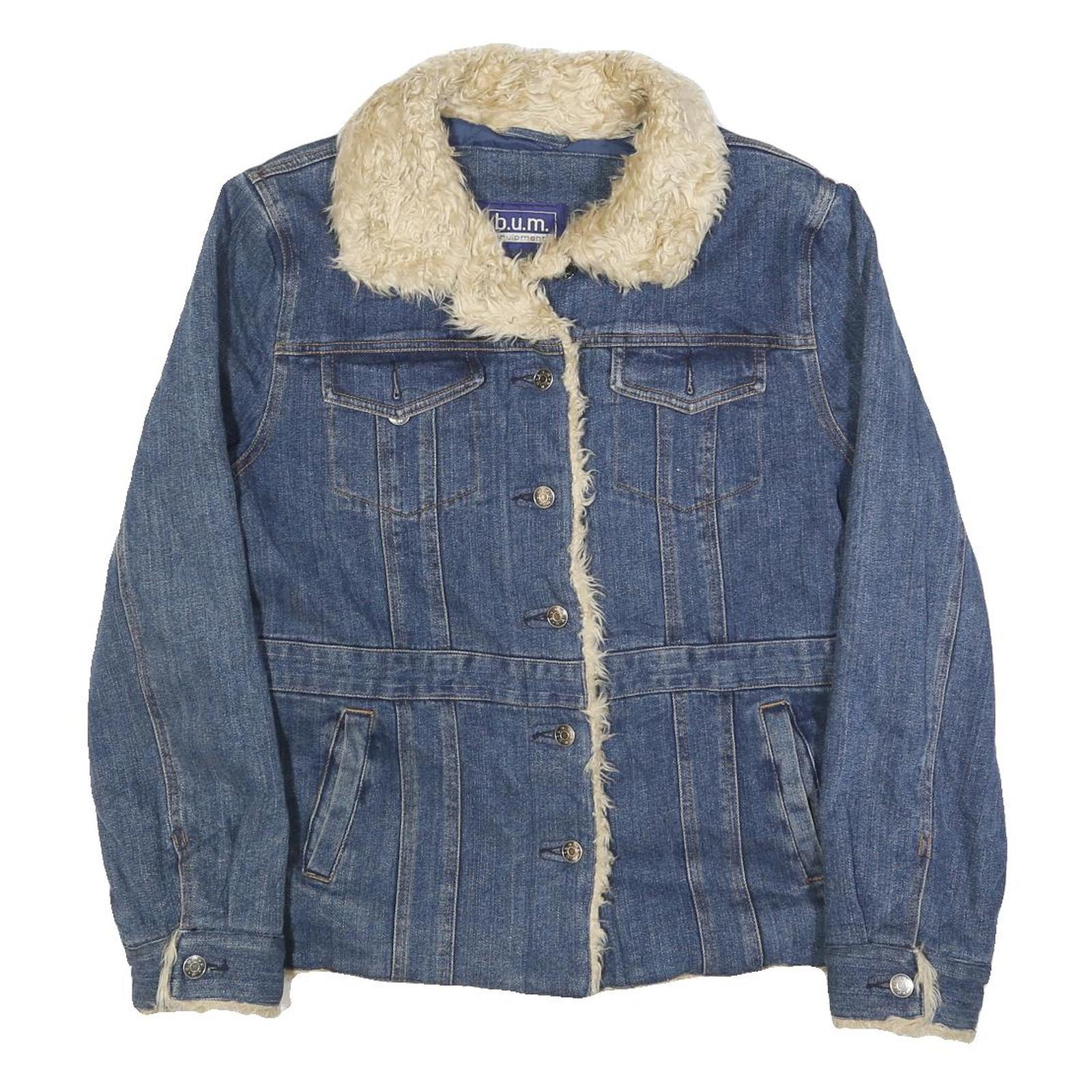 Buy BUM EQUIPMENT Womens Blue Denim Jacket L Cotton Sherpa Trim Button Closure Refurbished - $45.49 BUM EQUIPMENT Womens Blue Denim Jacket L Cotton Sherpa Trim Button Closure Refurbished - N/A refurbished available on Cerqular