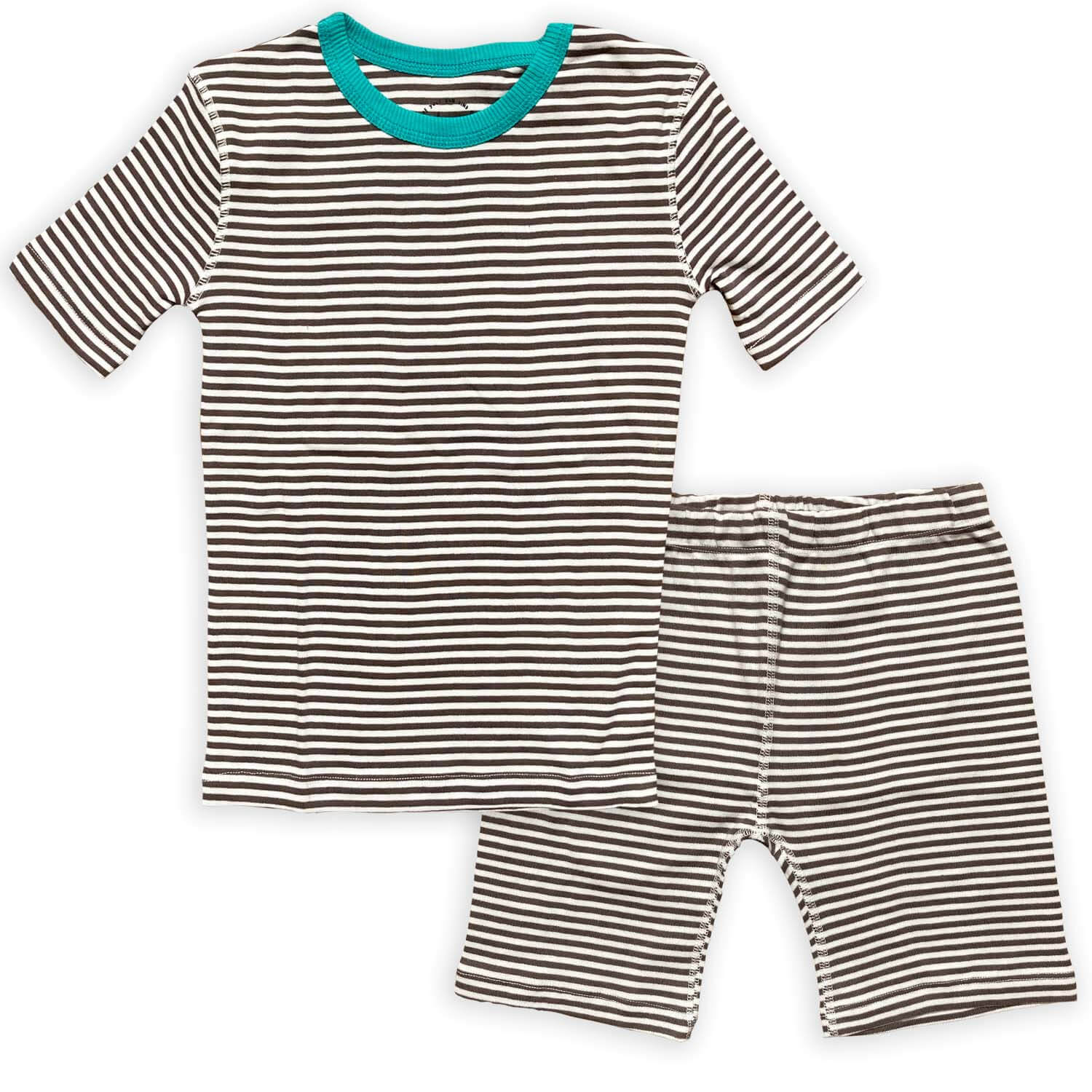 100% Organic Cotton Shortie Pajamas for Kids: Stripes - Final Sale | Color: Gray Stripe | Size: 4T Refurbished - N/A (Note: There is no well-known brand named "M refurbished available on Cerqular