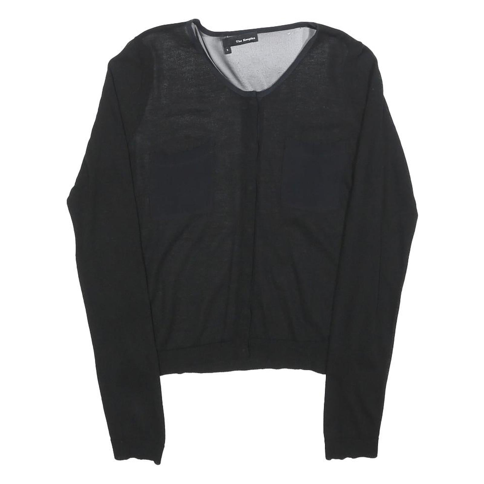 THE KOOPLES Womens Black Silk Blend Long Sleeve V-Neck Top S Elegant Lightweight Refurbished - N/A refurbished available on Cerqular