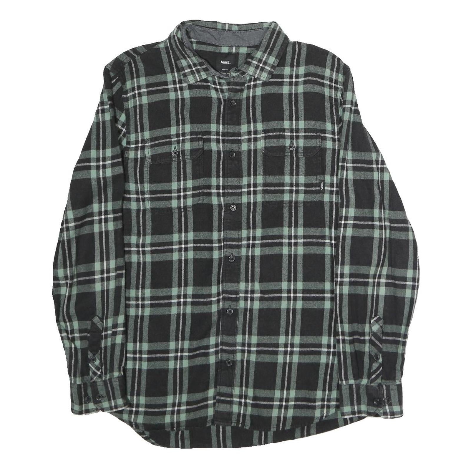 Buy VANS Mens Black & Green Check Shirt M Long Sleeve Cotton Casual Button Pocket Refurbished - $32.49 VANS Mens Black & Green Check Shirt M Long Sleeve Cotton Casual Button Pocket Refurbished - N/A refurbished available on Cerqular