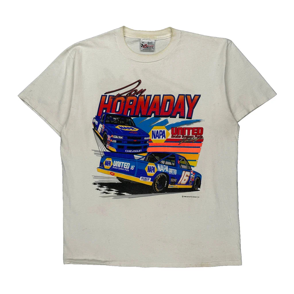 Ron Hornaday Competitors View Nascar T-Shirt - XL White Cotton Refurbished - Thrifted (note: this is a term often used to describe second- refurbished available on Cerqular
