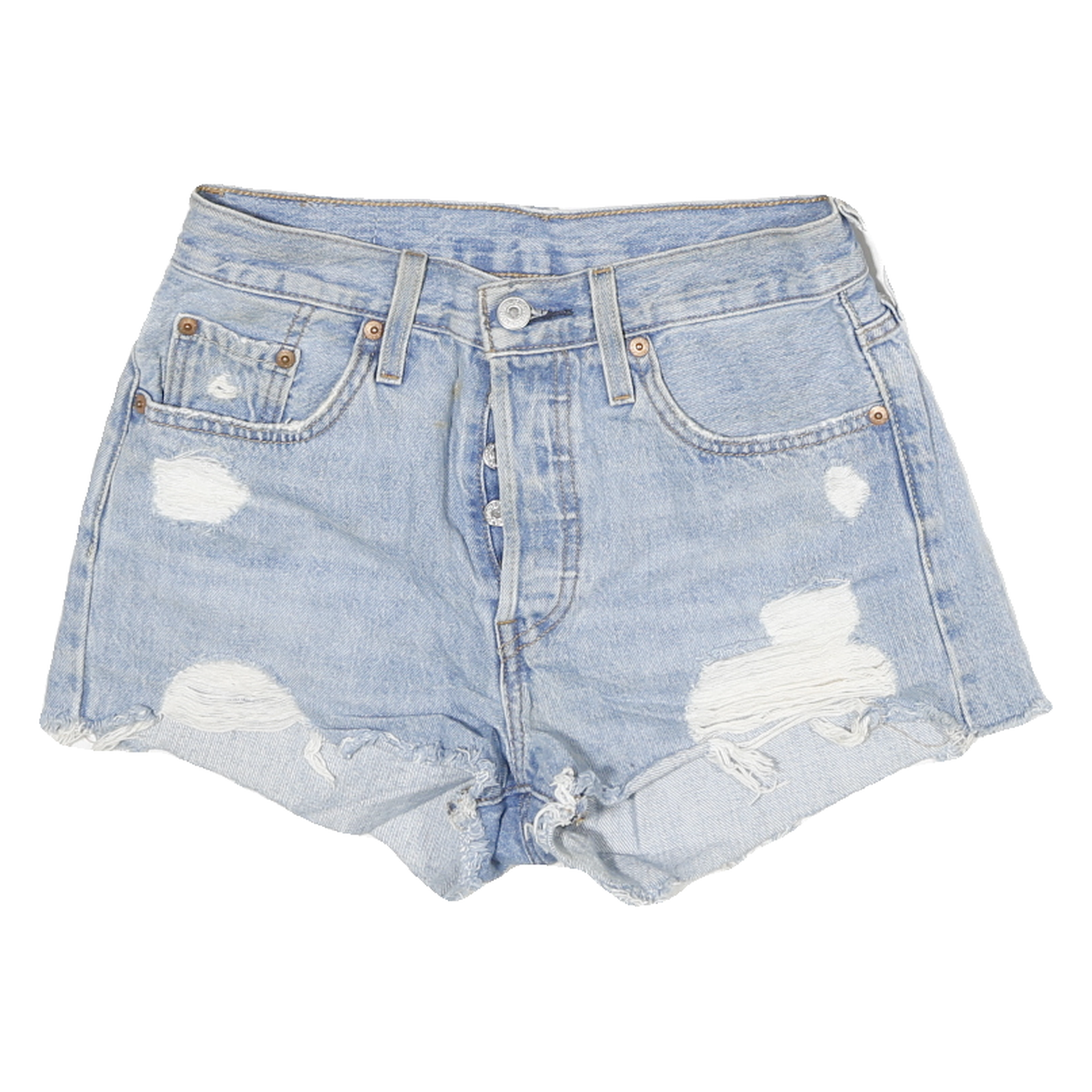 LEVI'S Womens Denim Blue Distressed Casual Shorts M W26 Button Fly Refurbished - N/A refurbished available on Cerqular