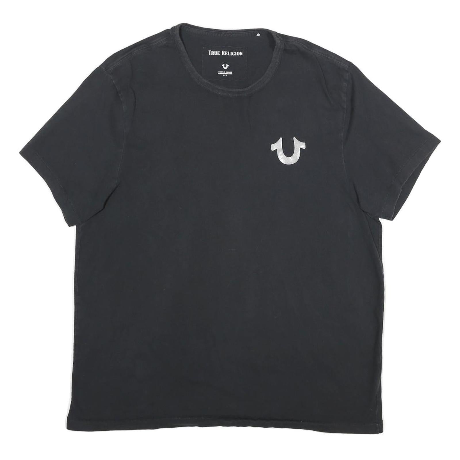 TRUE RELIGION Mens Black Graphic T-Shirt XL Short Sleeve Crew Neck Cotton Blend Refurbished - N/A refurbished available on Cerqular