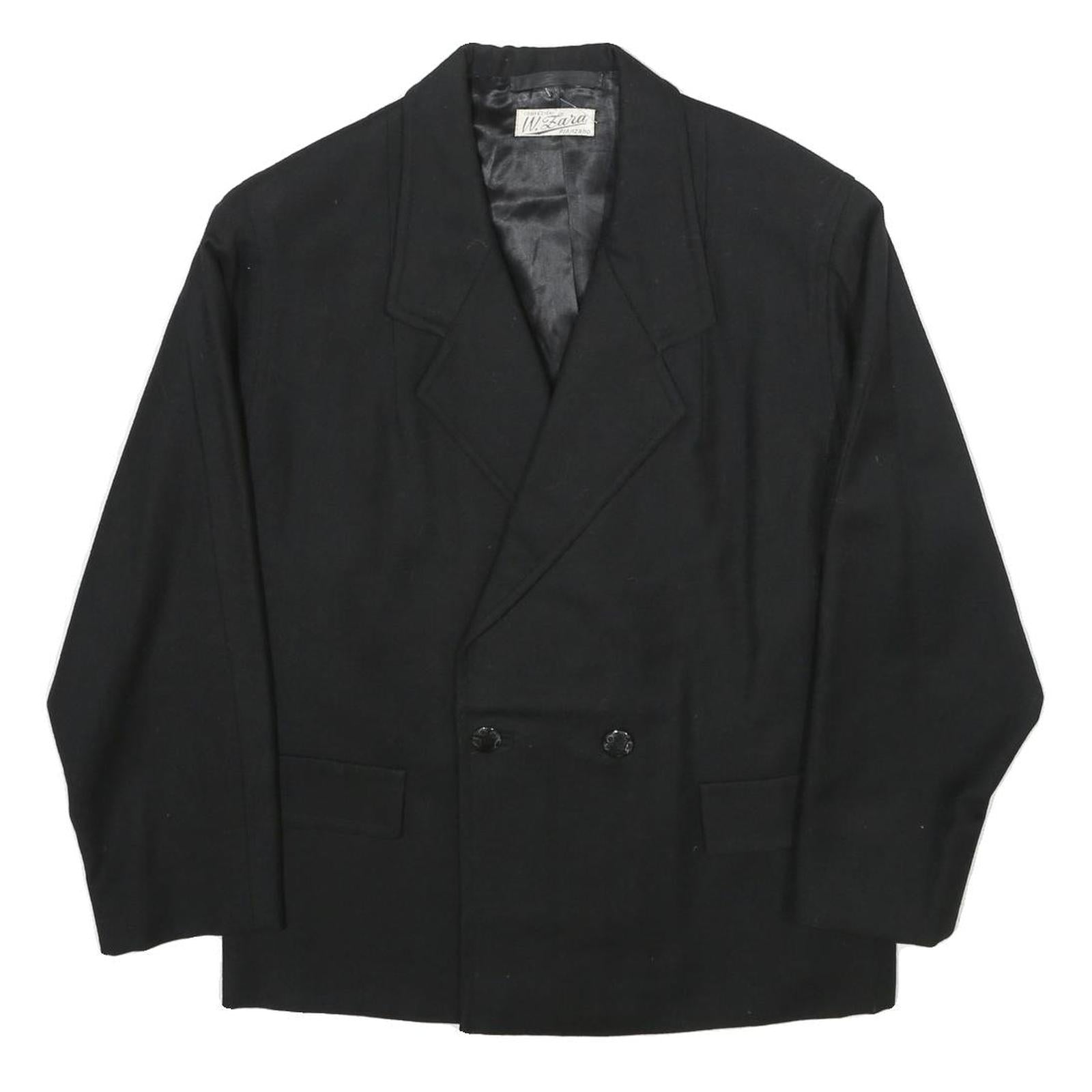 W. ZARA Womens Black Wool Double Breasted Jacket L Woven Classic Tailored Refurbished - N/A refurbished available on Cerqular