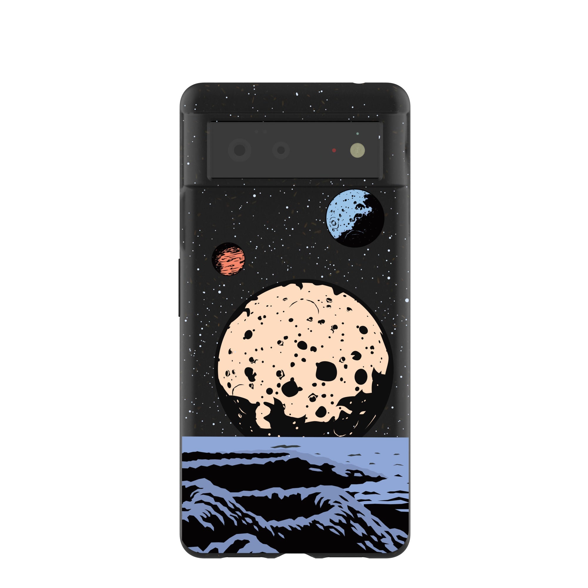 Black Retro Moon Google Pixel 6 Case Refurbished - Pela Case refurbished available on Cerqular