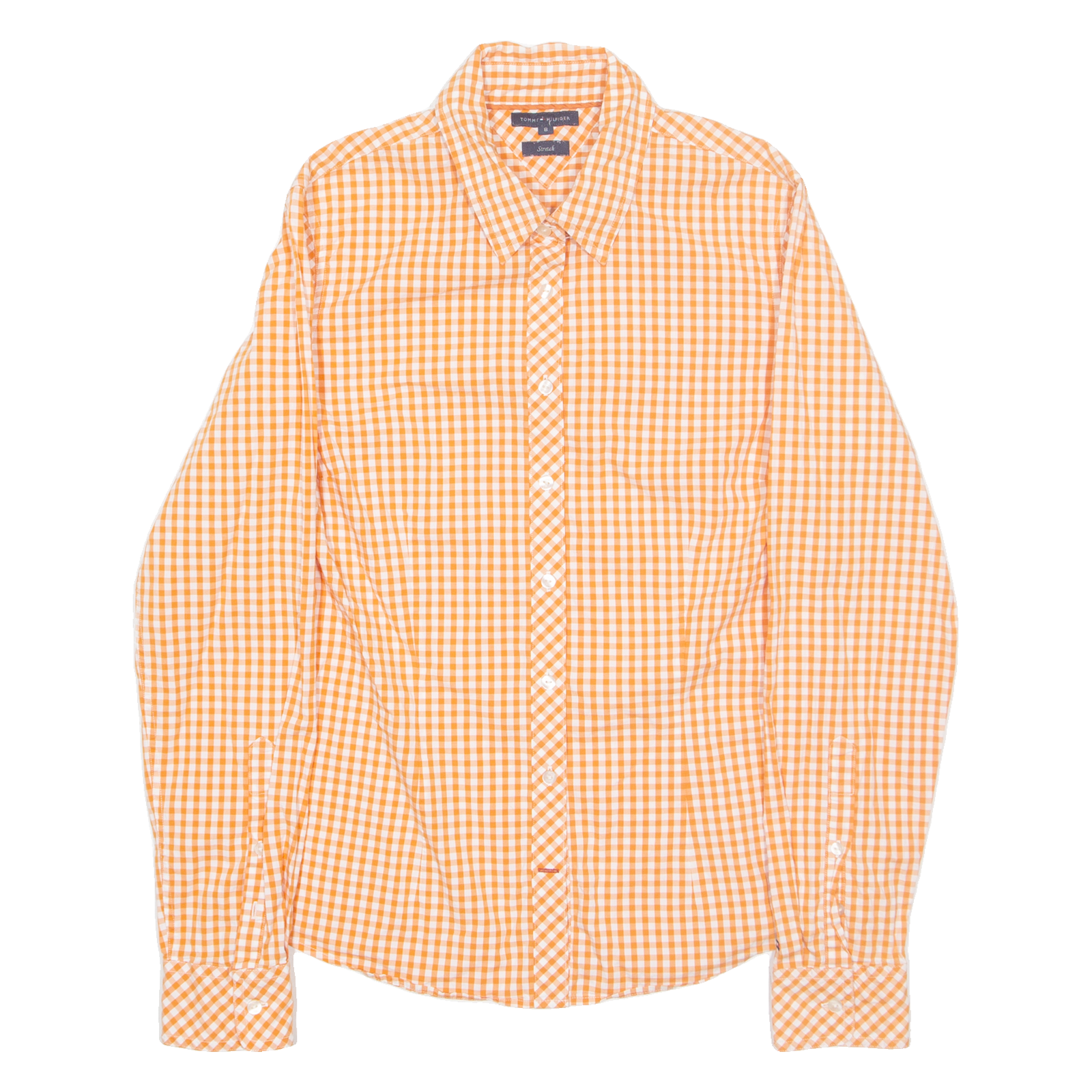 TOMMY HILFIGER Womens Shirt Orange Check Long Sleeve S Refurbished - N/A refurbished available on Cerqular