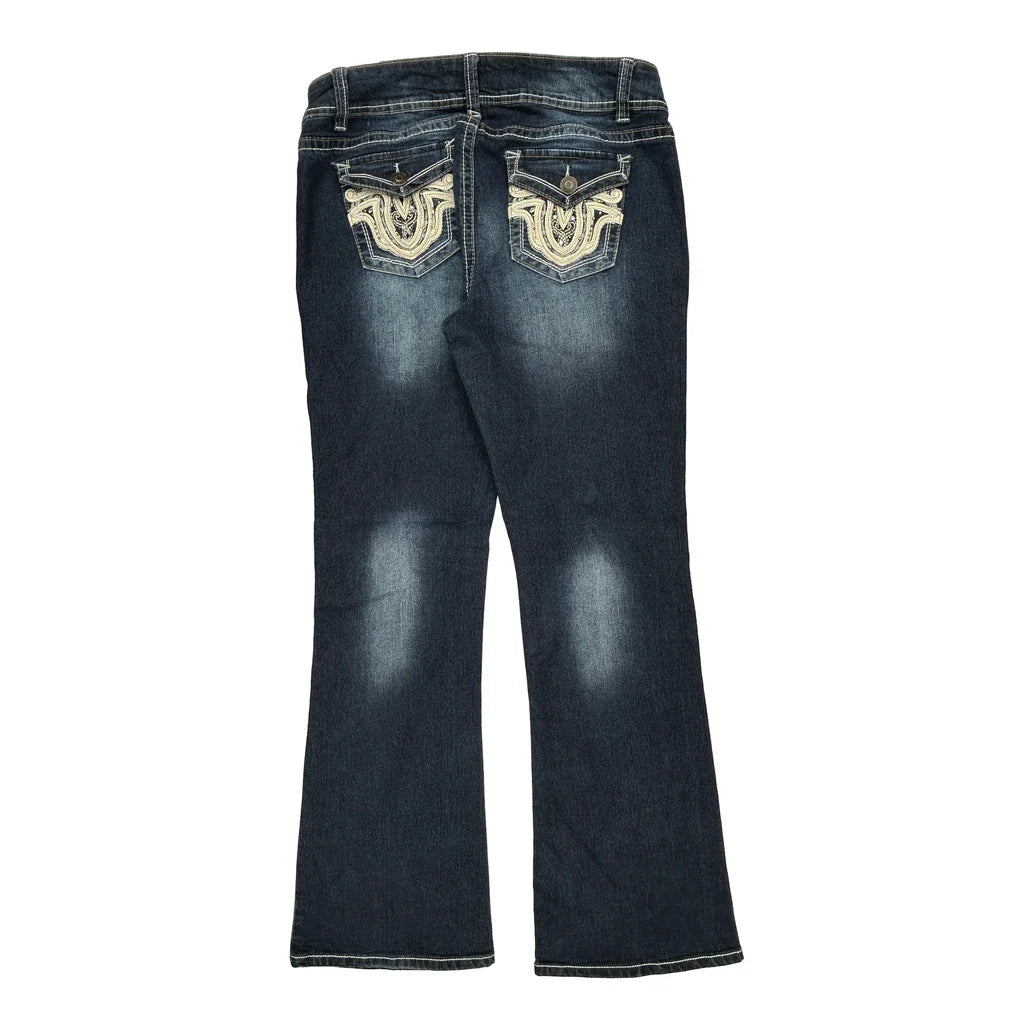 Wallflower Boot Cut Jeans - 32W UK 10 Dark Wash Cotton Blend Refurbished - Thrifted (note: this is a term often used to describe second- refurbished available on Cerqular