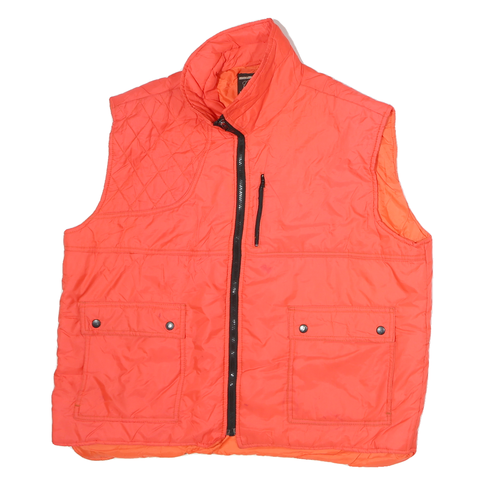 CONTENDER Womens Orange Quilted Sleeveless Jacket L Polyester Zip Refurbished - N/A refurbished available on Cerqular