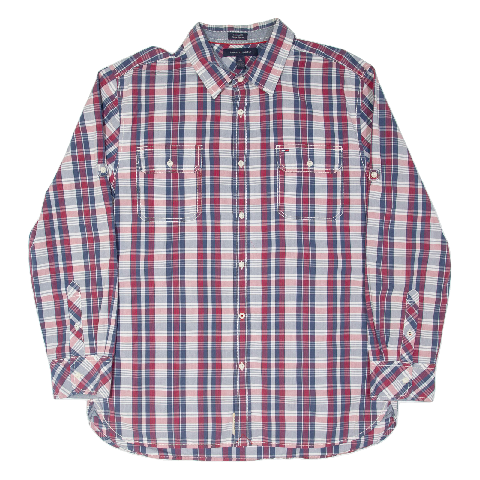 TOMMY HILFIGER Custom Fit Mens Shirt Red Plaid Long Sleeve XL Refurbished - N/A refurbished available on Cerqular