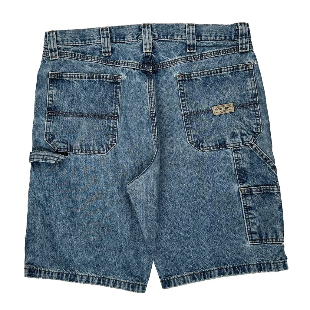 Buy Wrangler Carpenter Shorts - 34W 10L Blue Cotton Refurbished - $34.69 Wrangler Carpenter Shorts - 34W 10L Blue Cotton Refurbished - Thrifted (note: this is a term often used to describe second- refurbished available on Cerqular