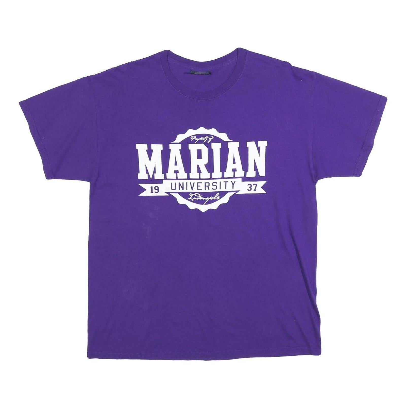 MV SPORT Mens Purple Marian University Graphic T-Shirt L Short Sleeve Crew Neck Refurbished - N/A refurbished available on Cerqular