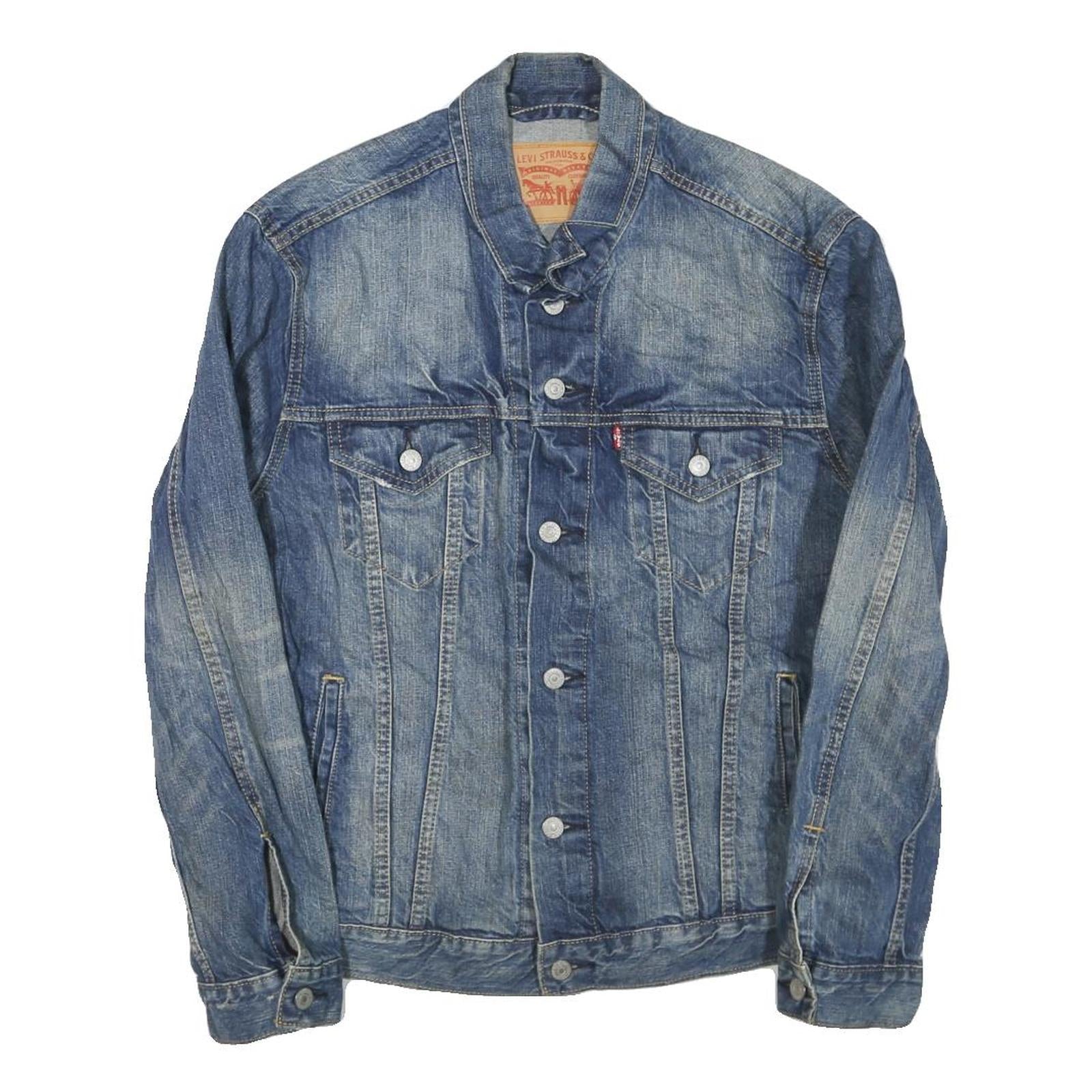 LEVI'S Mens Blue Denim Jacket M Cotton Blend Button Closure Classic Fit Plain Refurbished - N/A refurbished available on Cerqular