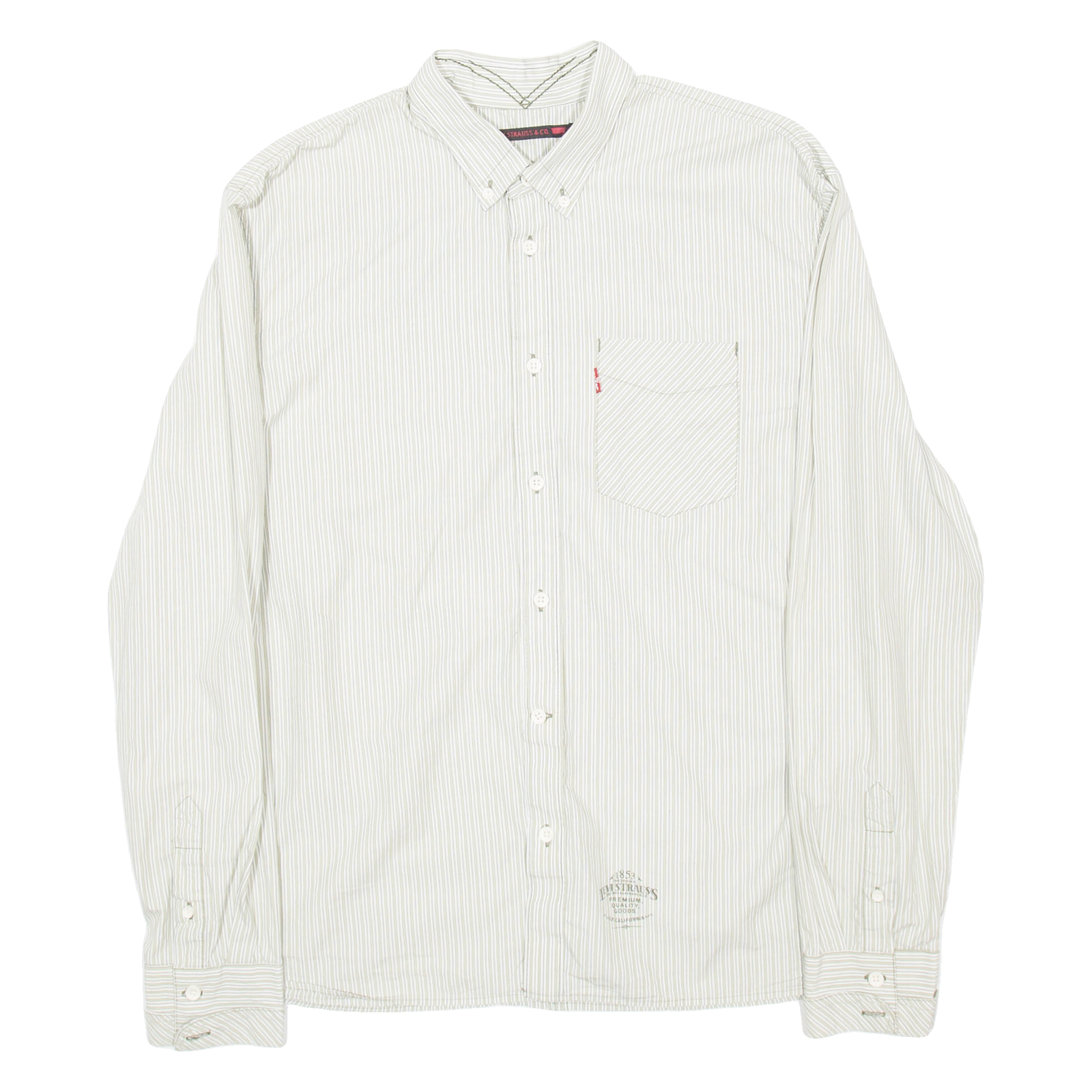 LEVI'S Mens Shirt Green Striped Long Sleeve L Refurbished - N/A refurbished available on Cerqular