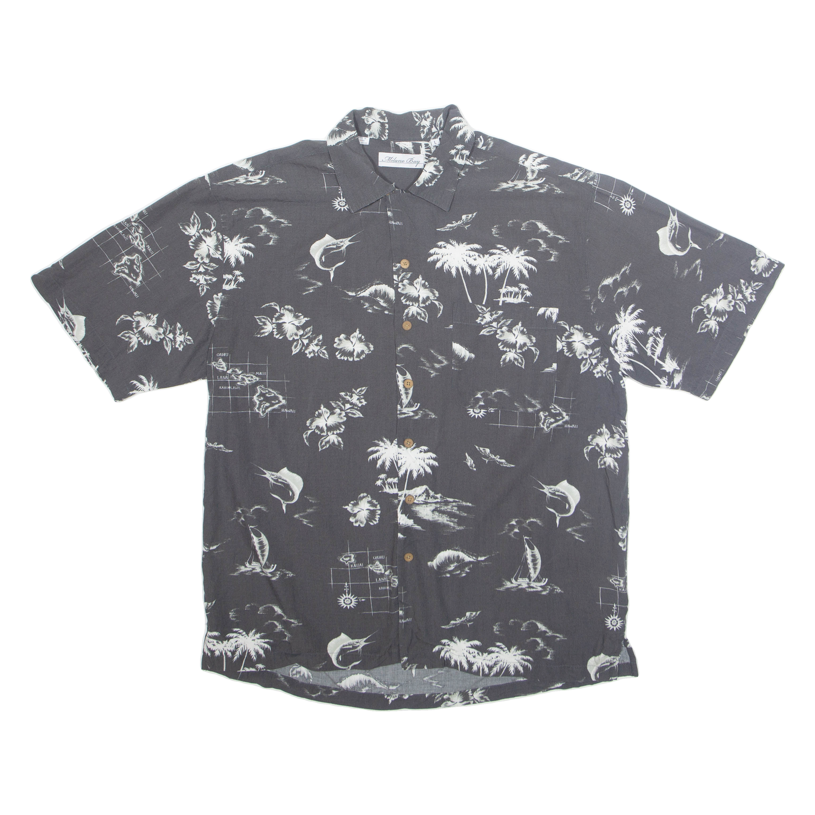 MILANO BAY Mens Shirt Grey Crazy Pattern L Refurbished - N/A refurbished available on Cerqular