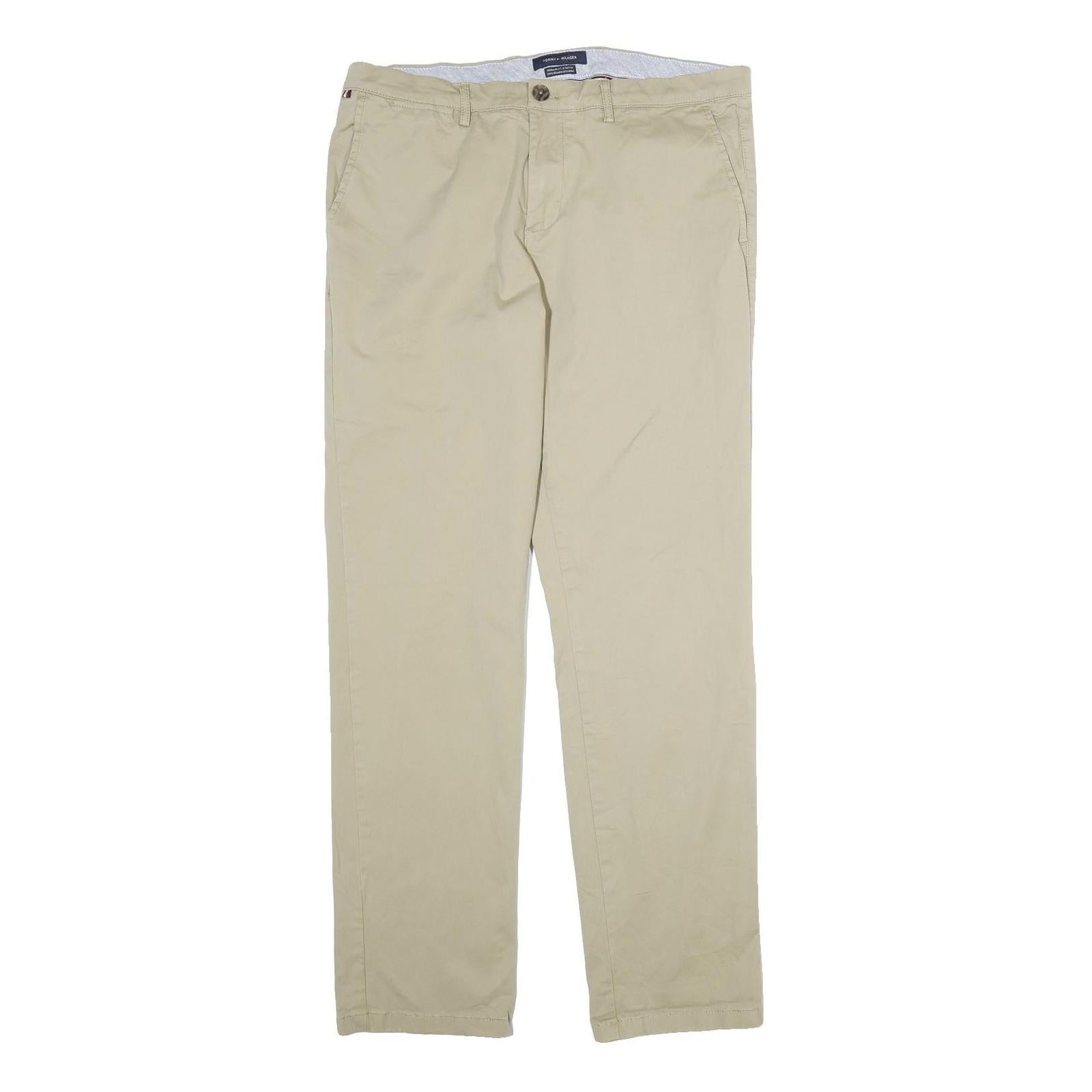 TOMMY HILFIGER Mens Cotton Beige Regular Fit Straight Trousers W34 L34 Casual Refurbished - N/A refurbished available on Cerqular