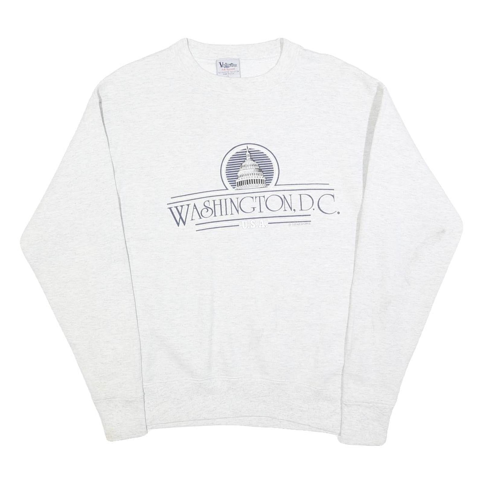 VOULUNTEER Womens White Washington D.C. Crew Neck L Cotton Blend Sweatshirt Refurbished - N/A refurbished available on Cerqular