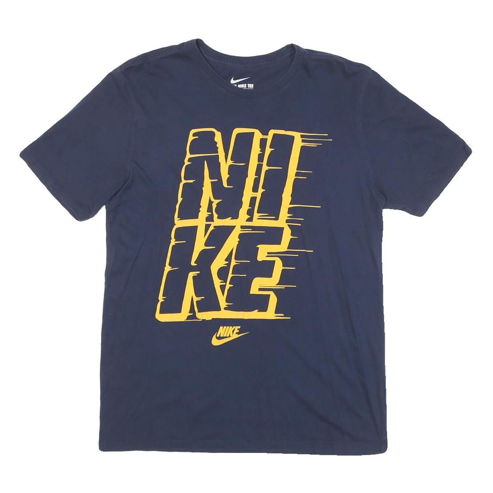 NIKE Mens Navy Blue & Yellow Graphic T-Shirt M Short Sleeve Crew Neck Casual Refurbished - N/A refurbished available on Cerqular