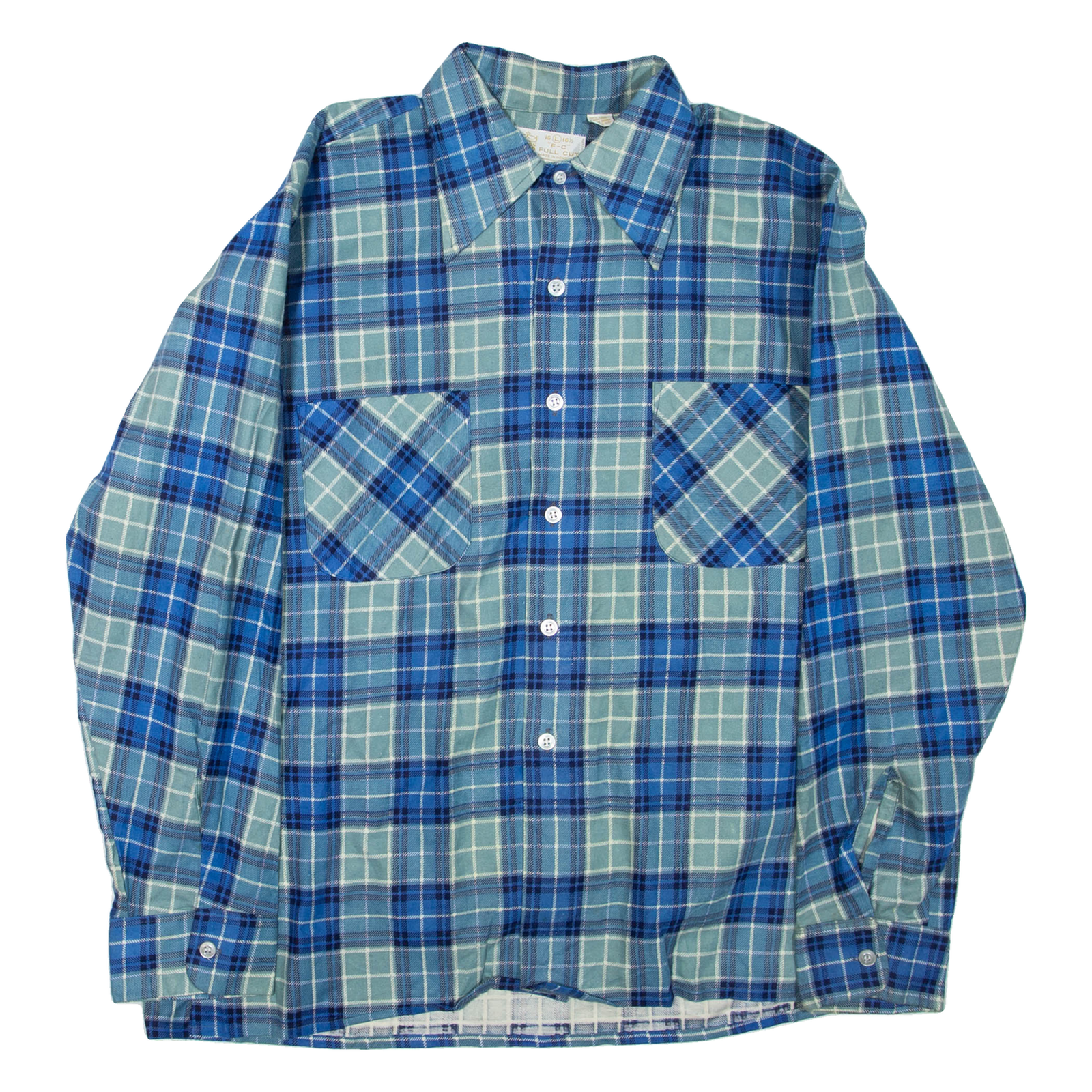 FULL CUT Mens Shirt Blue Check Long Sleeve L Refurbished - N/A refurbished available on Cerqular