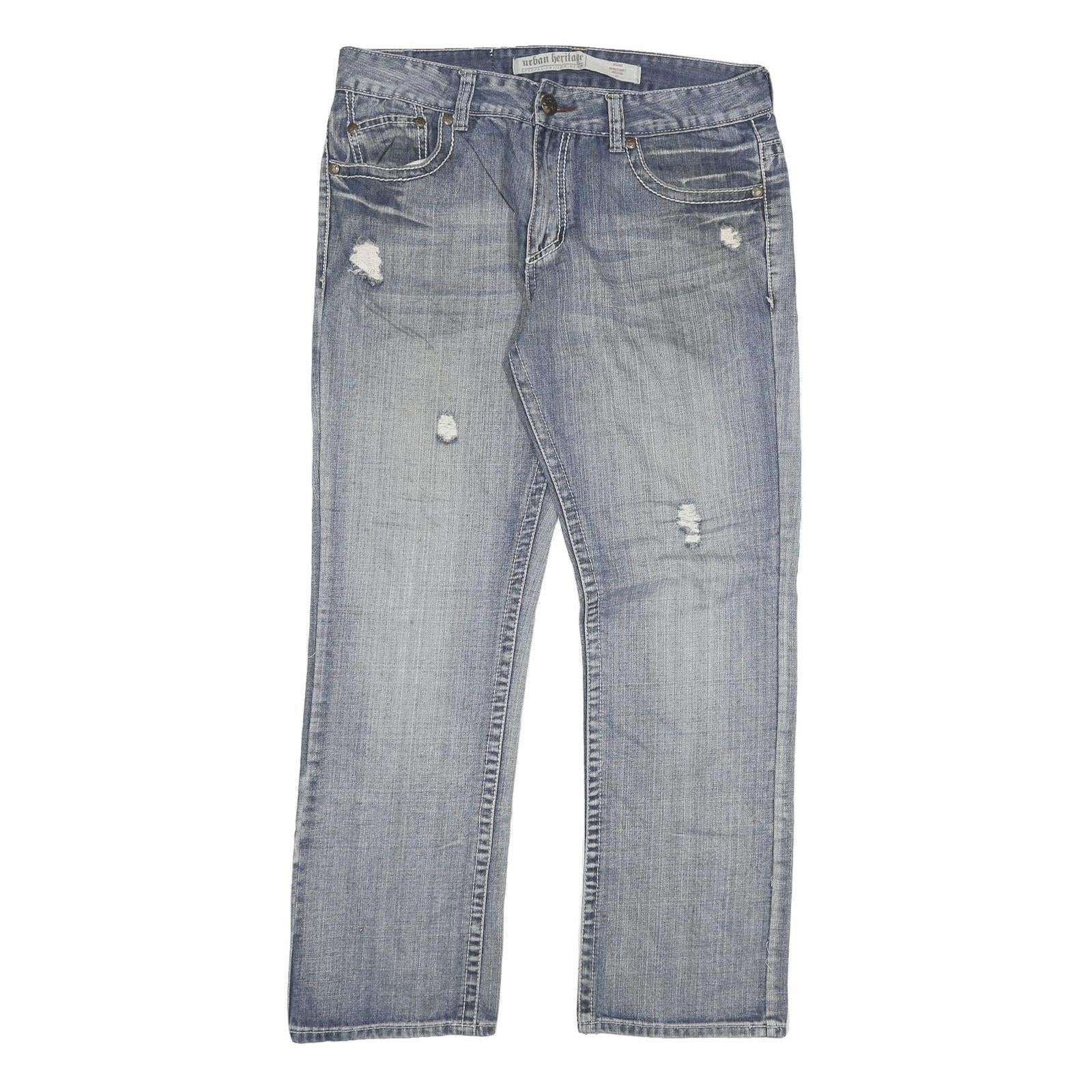 URBAN HERTITAGE Mens Blue Regular Straight Denim Light W36 L31 Distressed Cotton Refurbished - N/A refurbished available on Cerqular