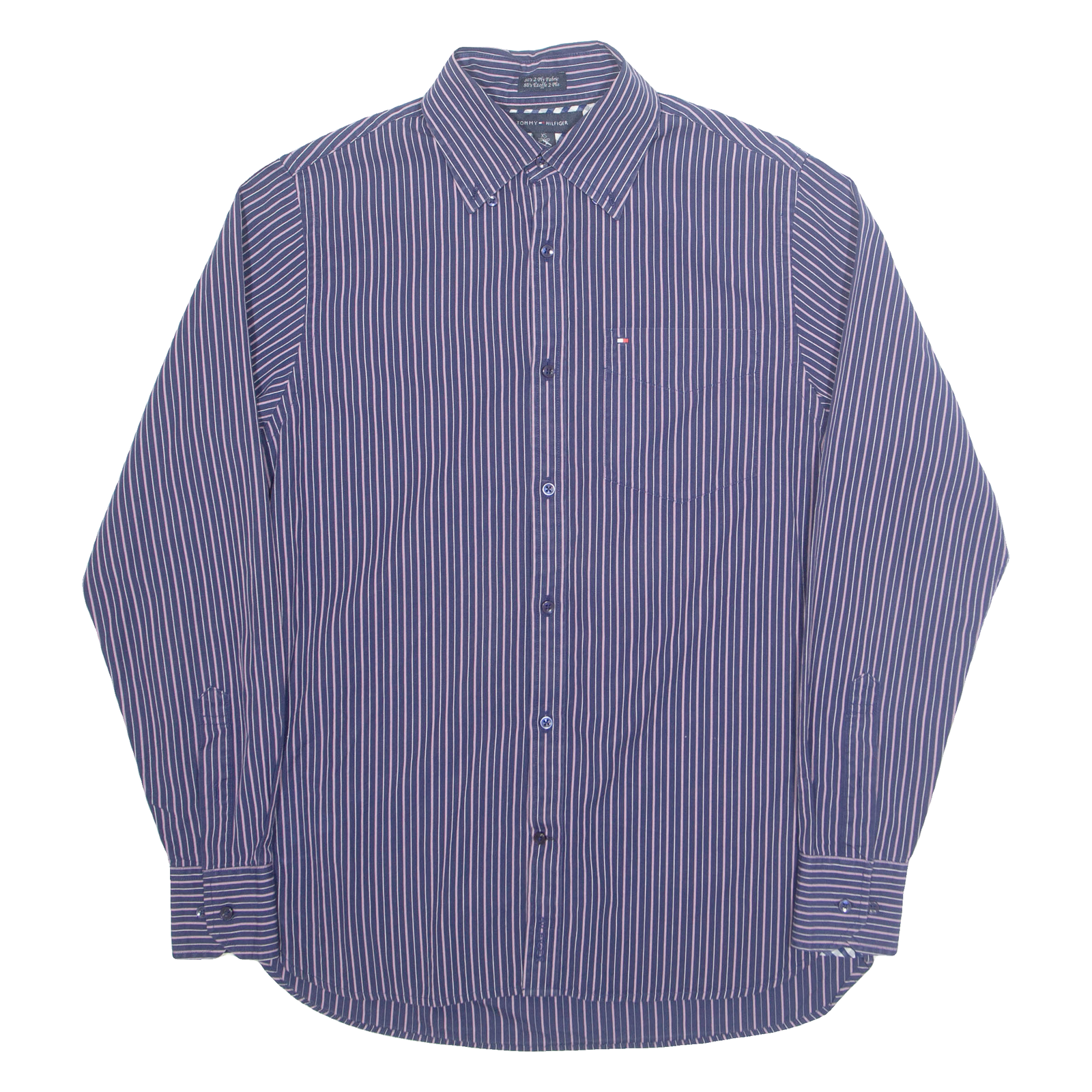 TOMMY HILFIGER Mens Shirt Blue Pinstripe Long Sleeve XS Refurbished - N/A refurbished available on Cerqular