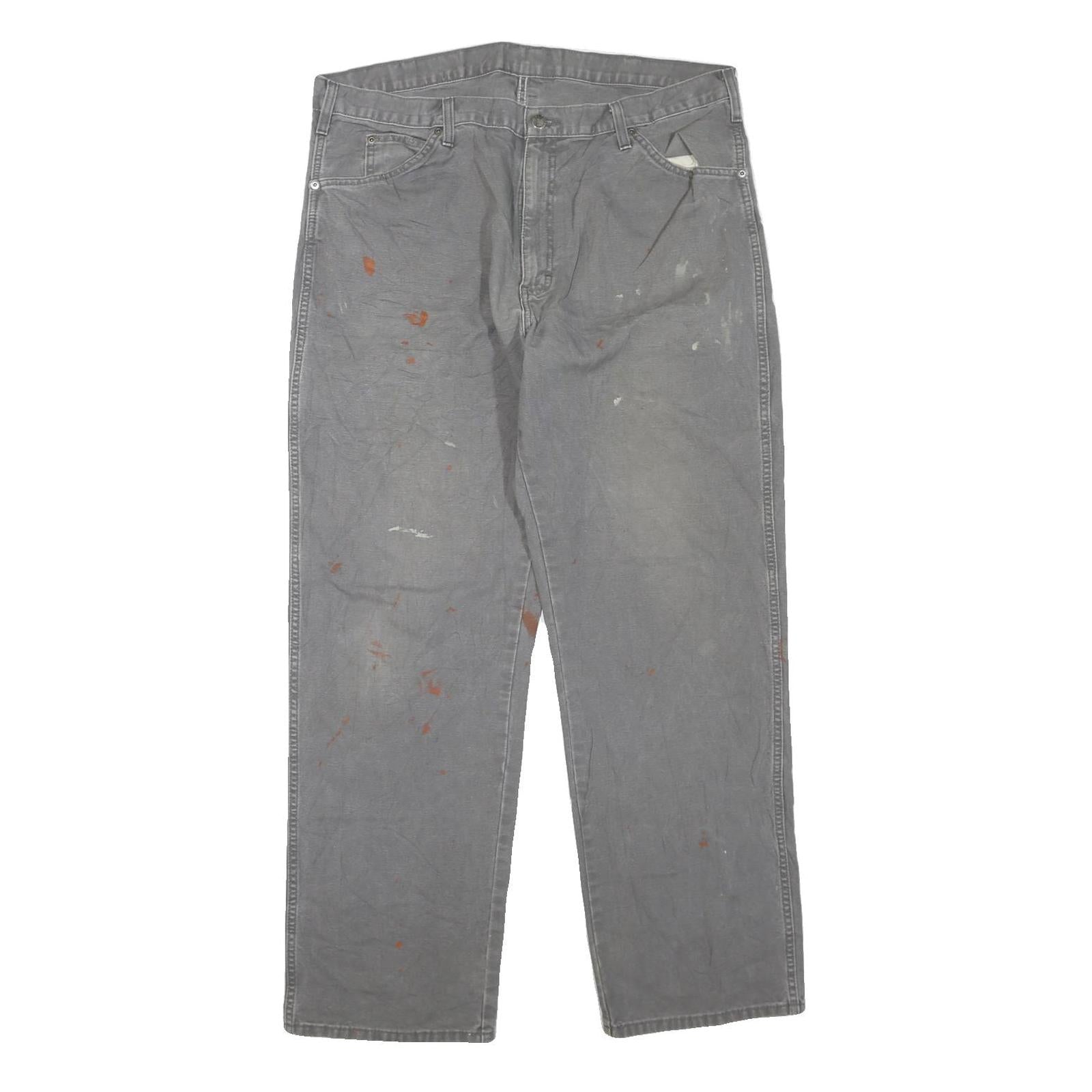 DICKIES Mens Jeans Grey Regular Straight Denim W40 L32 Workwear Utility Zip Refurbished - N/A refurbished available on Cerqular