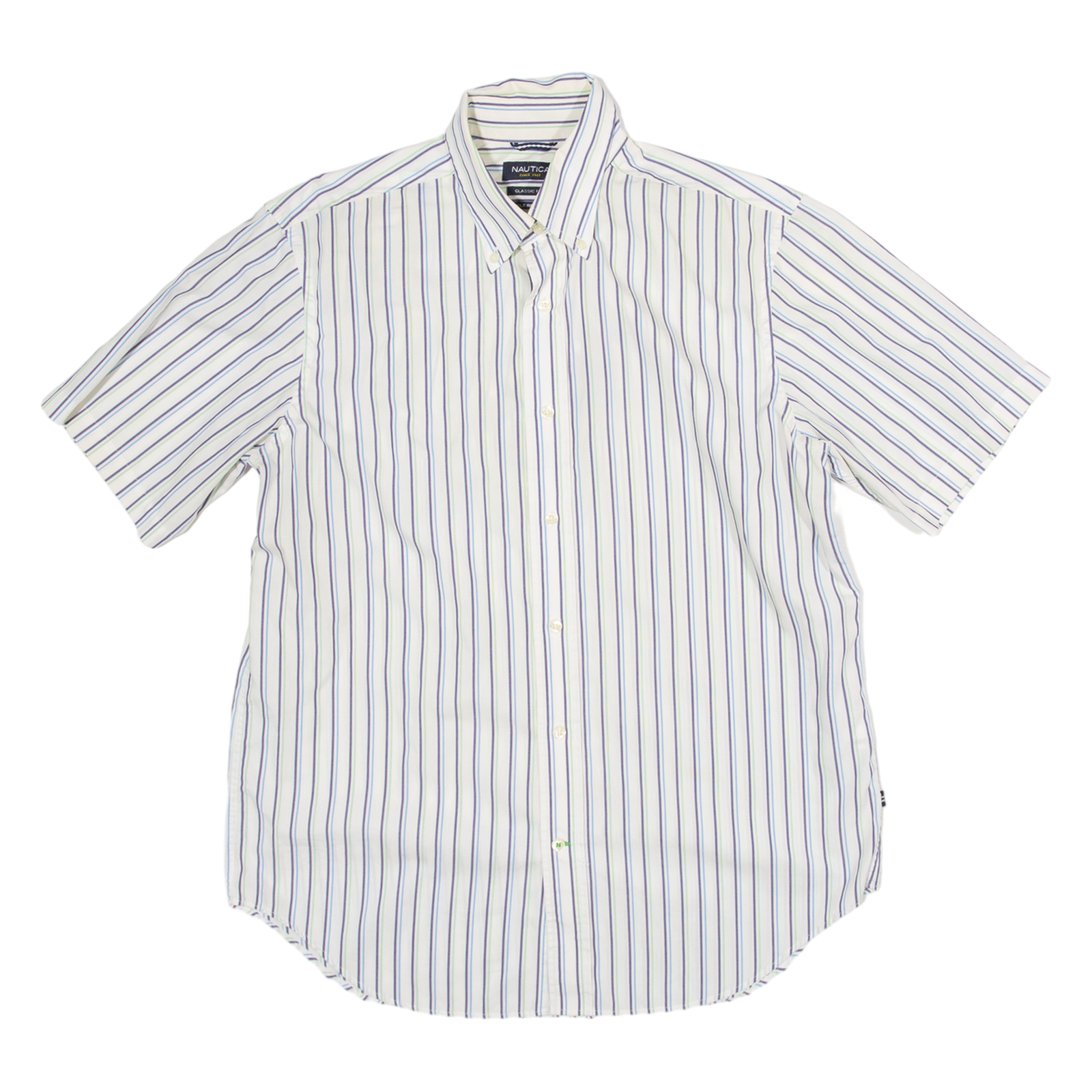 NAUTICA Classic Fit Mens Shirt White Striped M Refurbished - N/A refurbished available on Cerqular