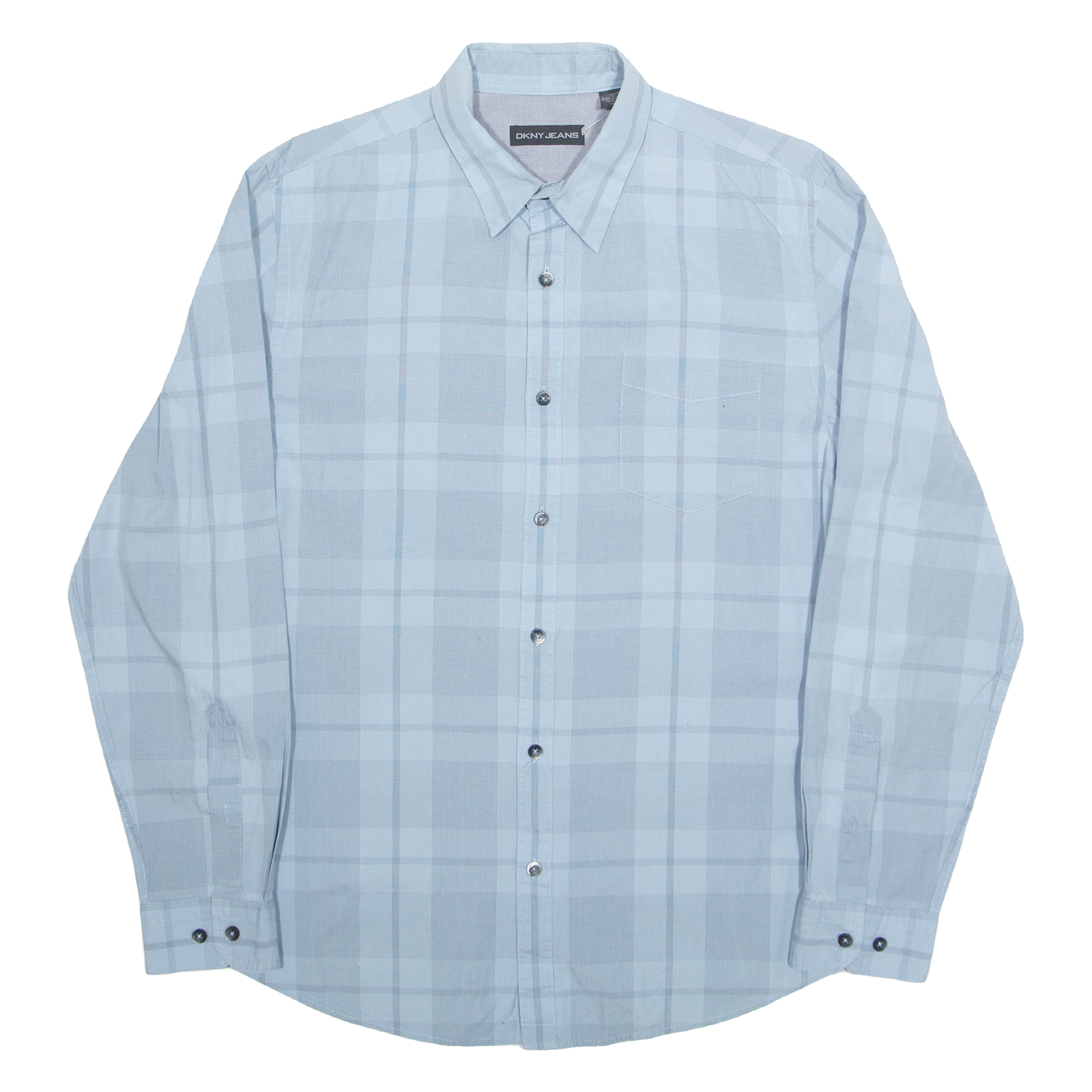DKNY Mens Shirt Blue Check Long Sleeve M Refurbished - N/A refurbished available on Cerqular