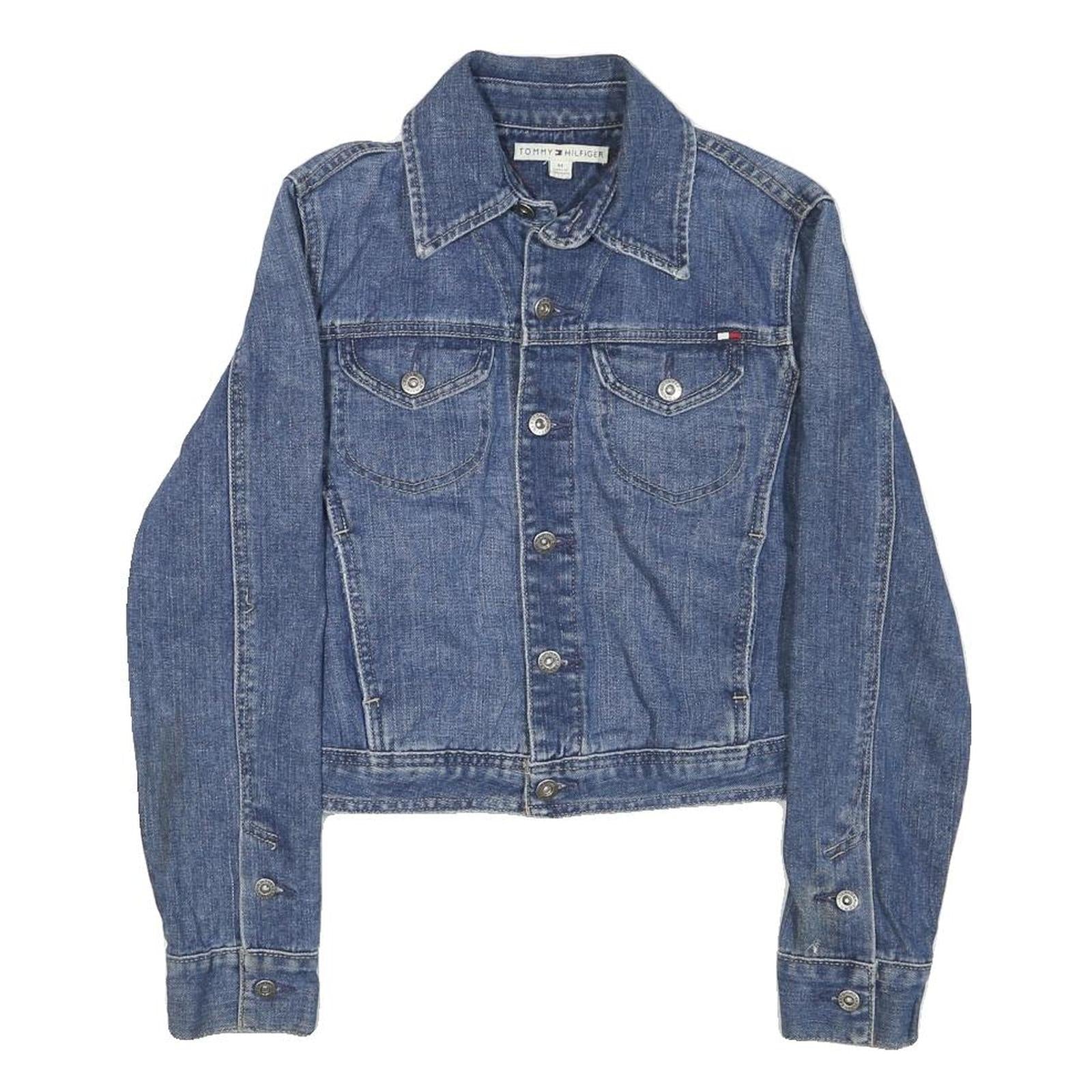 TOMMY HILFIGER Womens Blue Denim Jacket M Cotton Blend Button Classic Fit Refurbished - N/A refurbished available on Cerqular