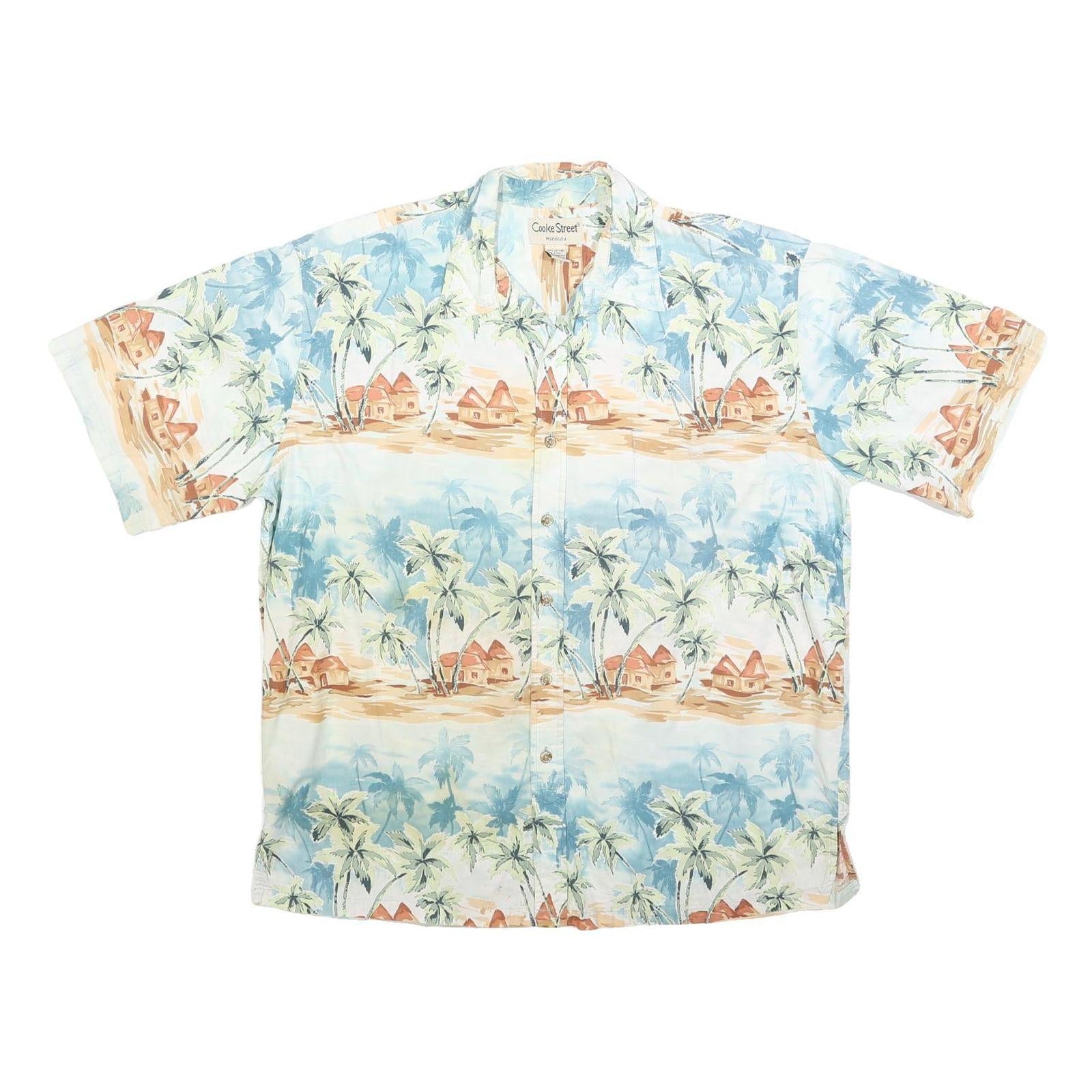 COOKE STREET Mens Blue & Beige Hawaiian Shirt XL Casual Lightweight Cotton Refurbished - N/A refurbished available on Cerqular