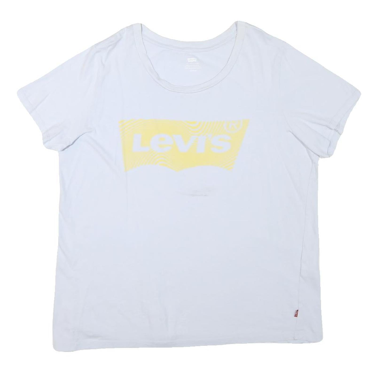 LEVI'S Womens White Cotton Blend Graphic T-Shirt XL Short Sleeve Crew Neck Refurbished - N/A refurbished available on Cerqular