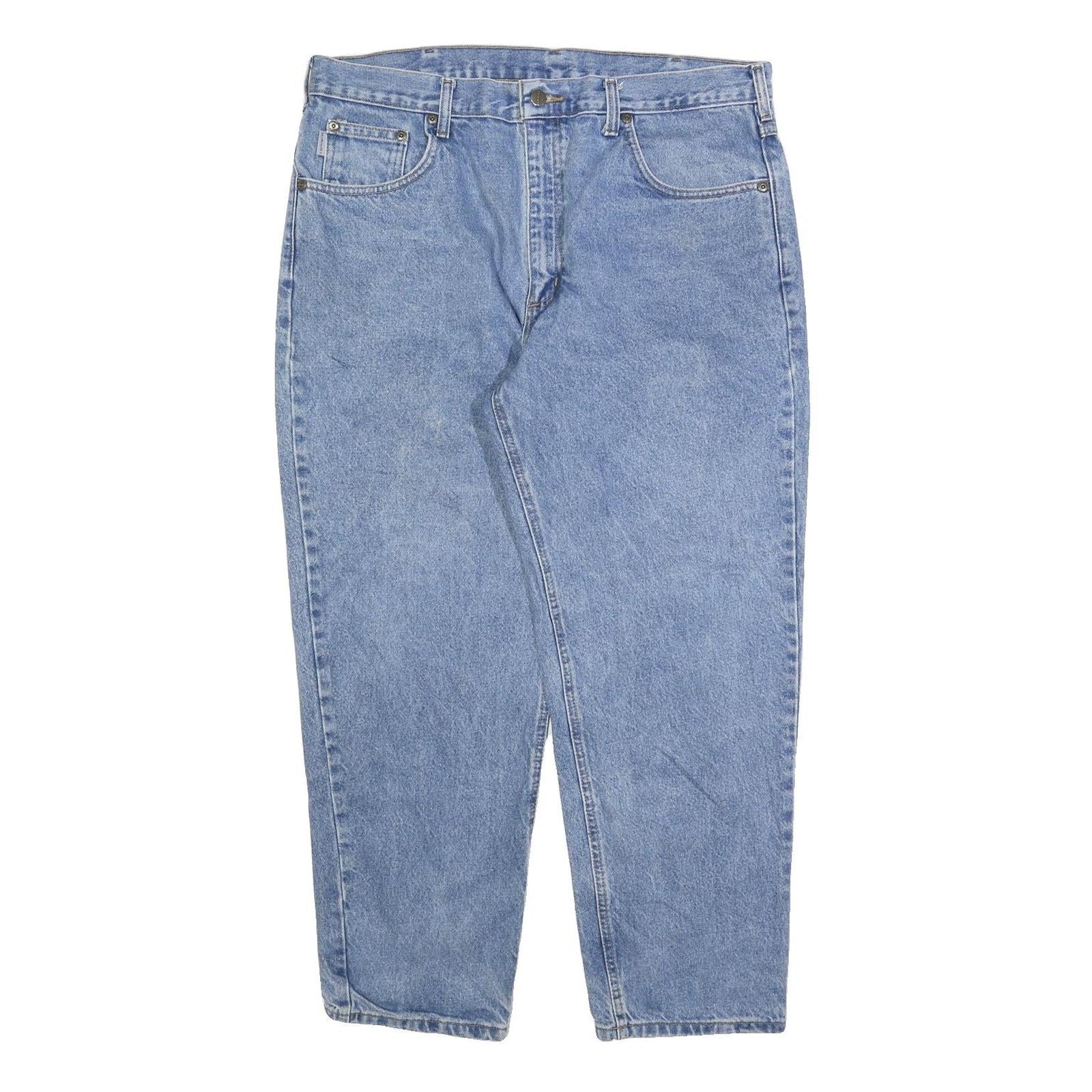 CARHARTT Mens Relaxed Blue Denim Light W36 L26 Zip Cotton Blend Jeans Refurbished - N/A refurbished available on Cerqular