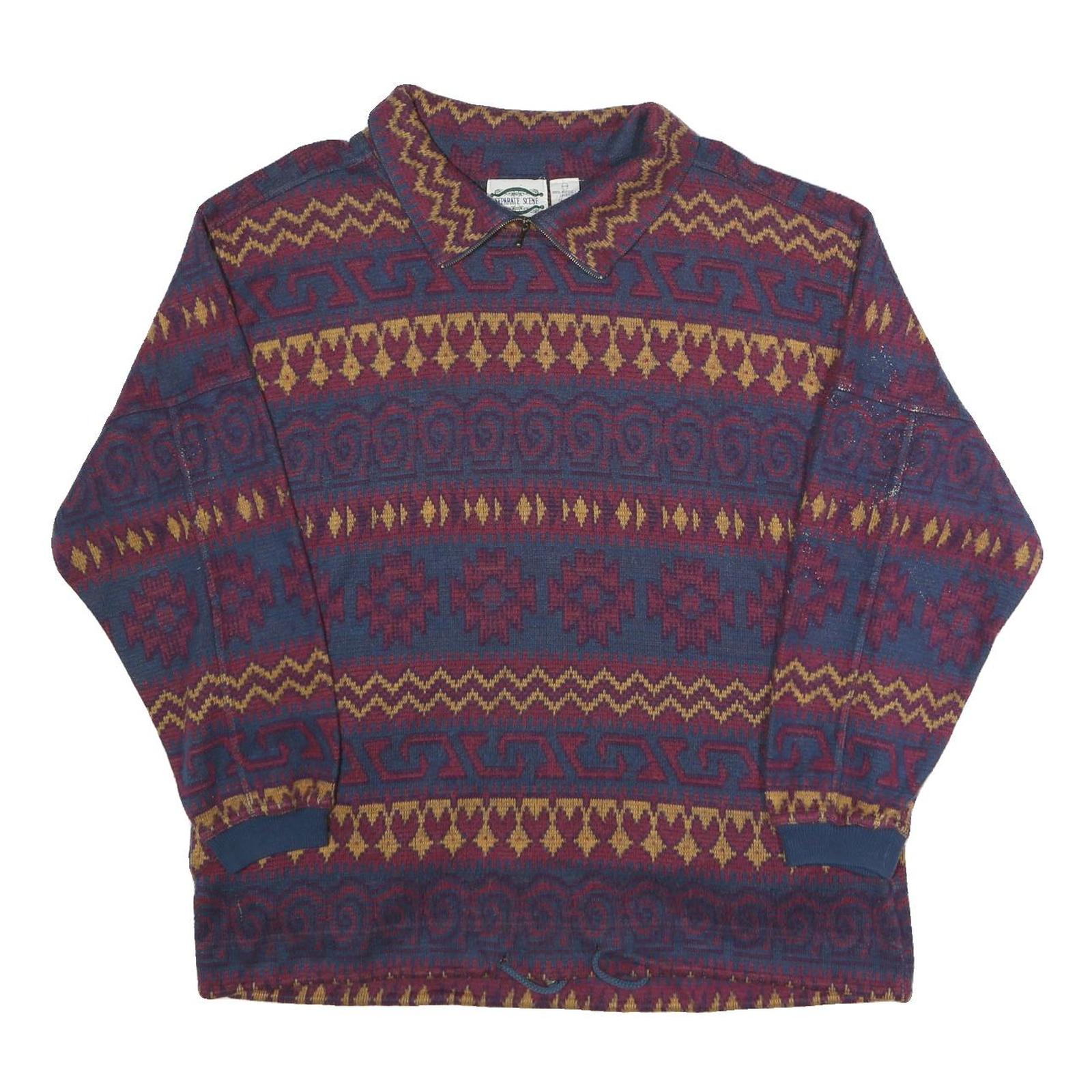SEPERATE SCENE Mens Blue & Red Patterned Jumper Collared Crew Neck Basic Knit M Refurbished - N/A refurbished available on Cerqular