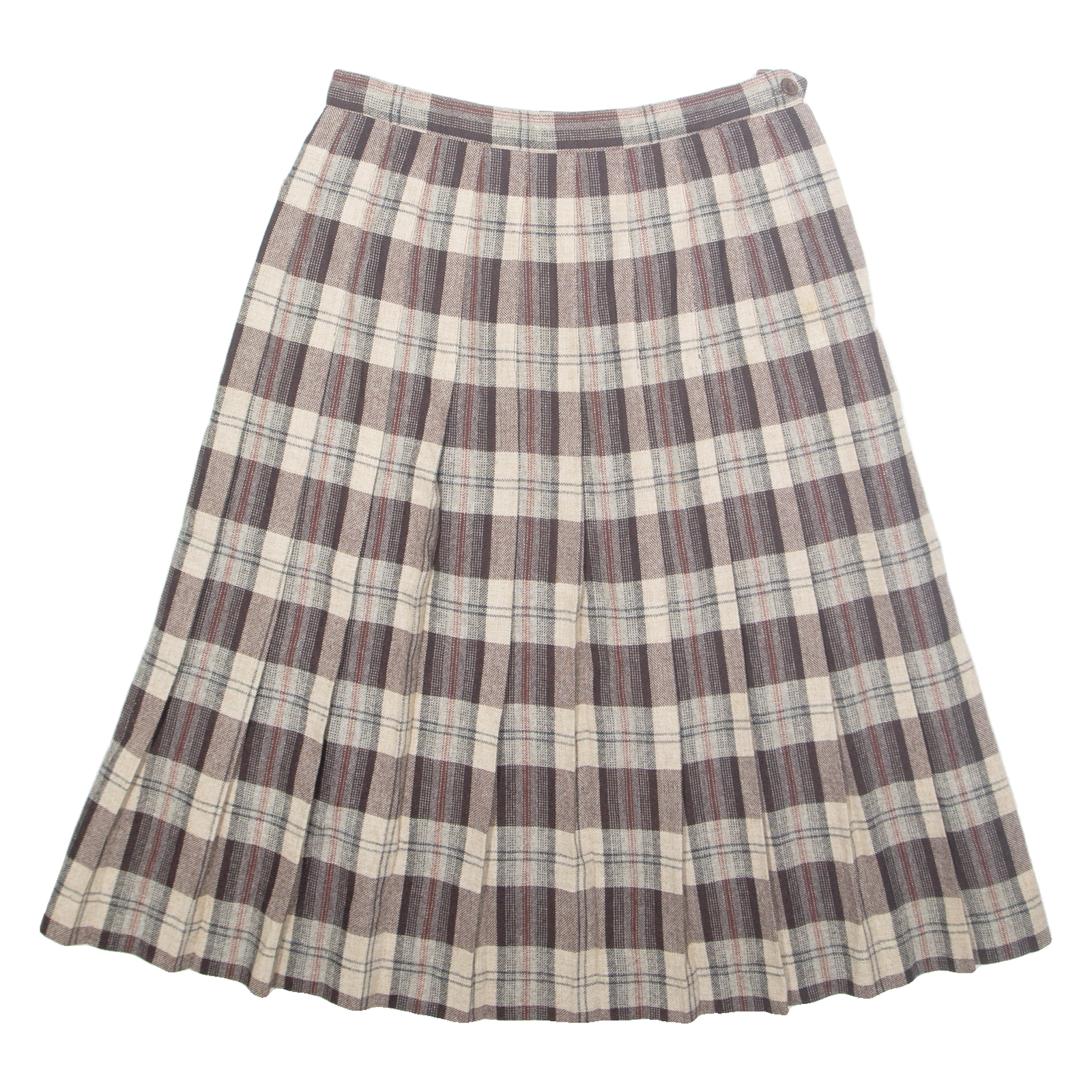 POTTER Womens Pleated Skirt Brown Midi Check M Refurbished - N/A refurbished available on Cerqular