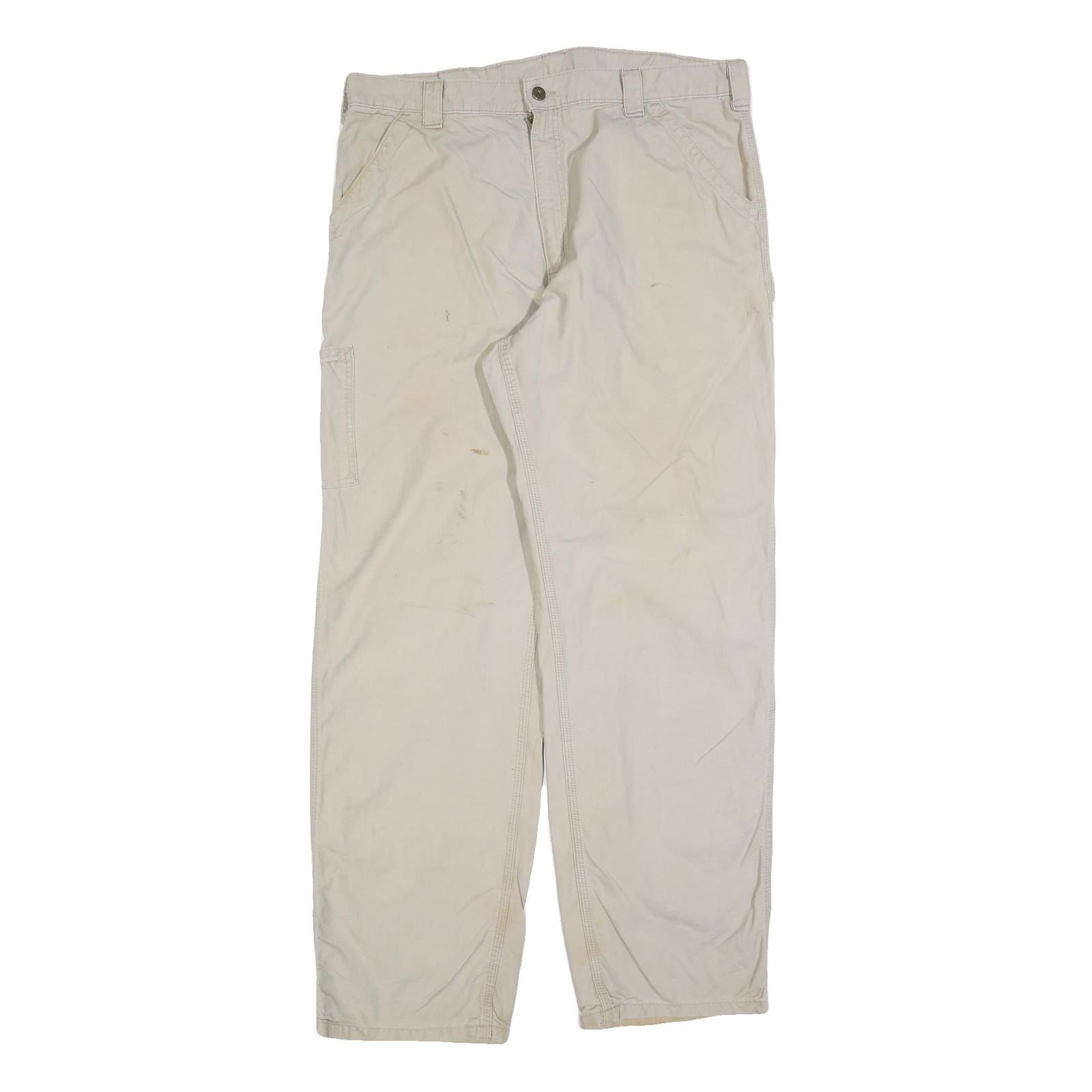 CARHARTT Mens Cotton Blend Beige Relaxed Straight Trousers W38 L34 Workwear Refurbished - N/A refurbished available on Cerqular