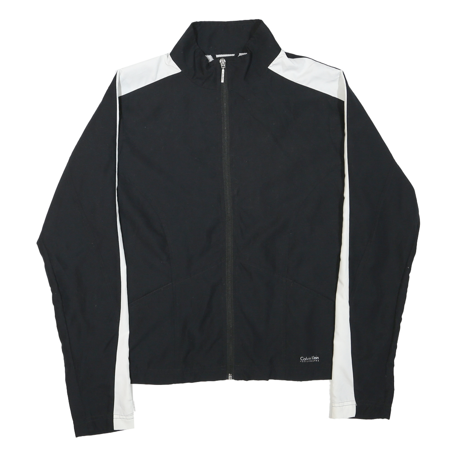 CALVIN KLEIN Mens Black & White Zip Jacket M Polyester Blend Plain Lightweight Refurbished - N/A refurbished available on Cerqular