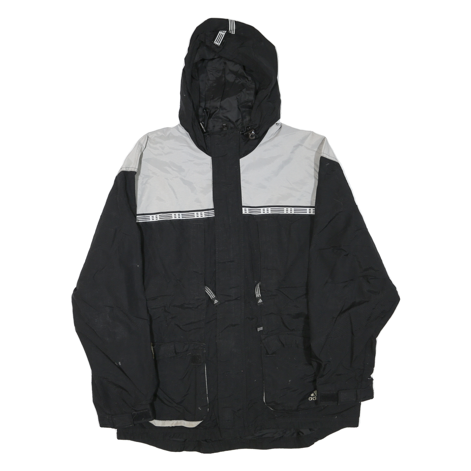 ADIDAS Mens Black & Grey Outdoor Jacket M Polyester Blend Zip Hooded Casual Refurbished - N/A refurbished available on Cerqular