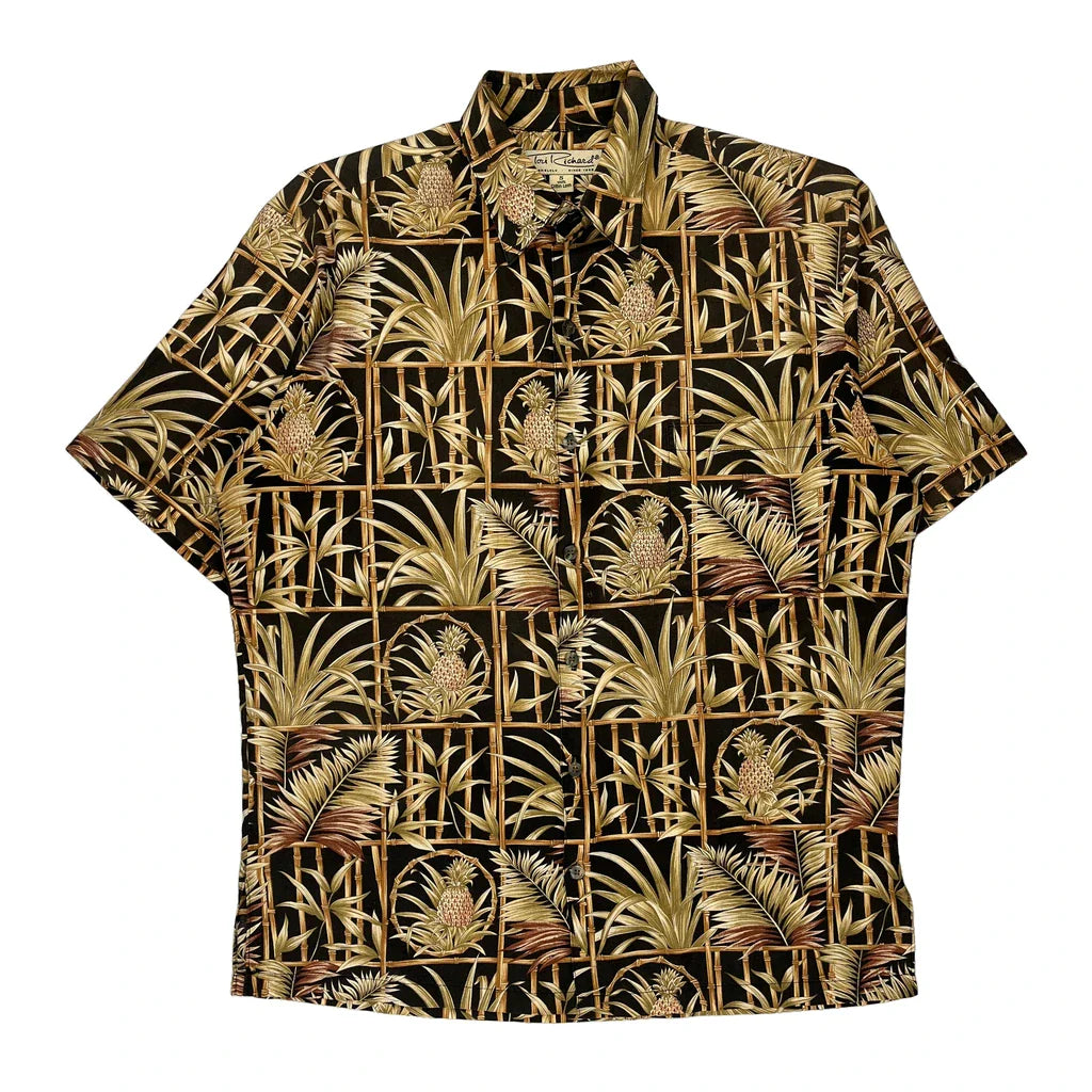 Tori Richard Floral Hawaiian Shirt - Small Black Cotton Refurbished - Thrifted (note: this is a term often used to describe second- refurbished available on Cerqular