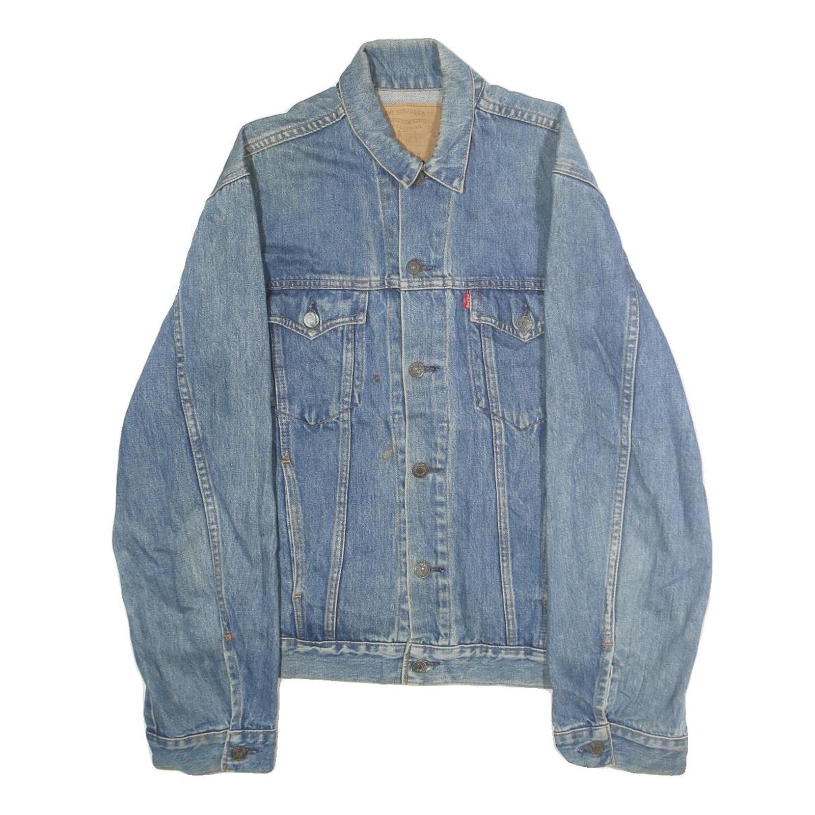 LEVI'S Mens Blue Denim Jacket M Cotton Plain Button Classic Fit Refurbished - N/A refurbished available on Cerqular