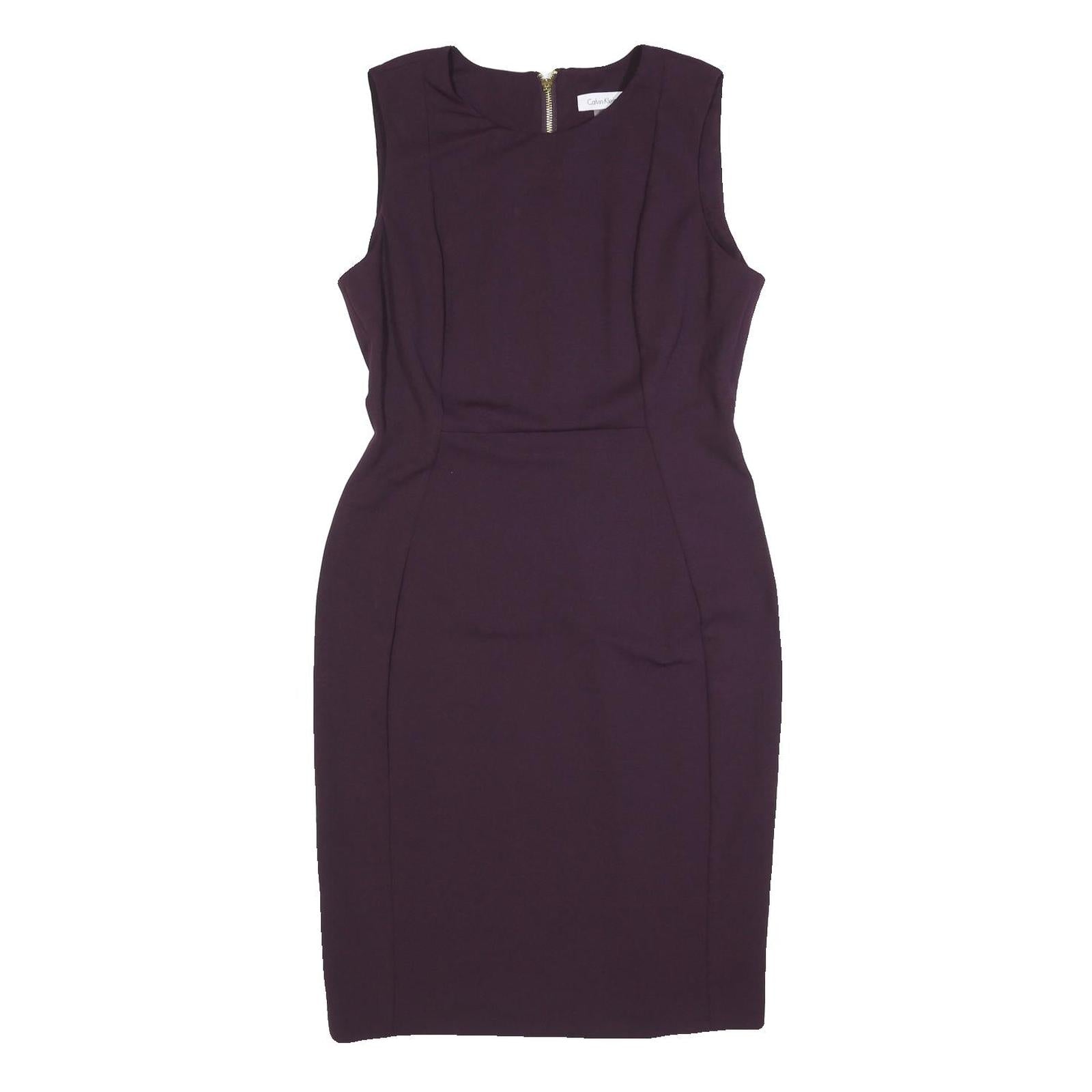 CALVIN KLEIN Womens Purple Sleeveless Sheath Dress Polyester Blend Size M Refurbished - N/A refurbished available on Cerqular